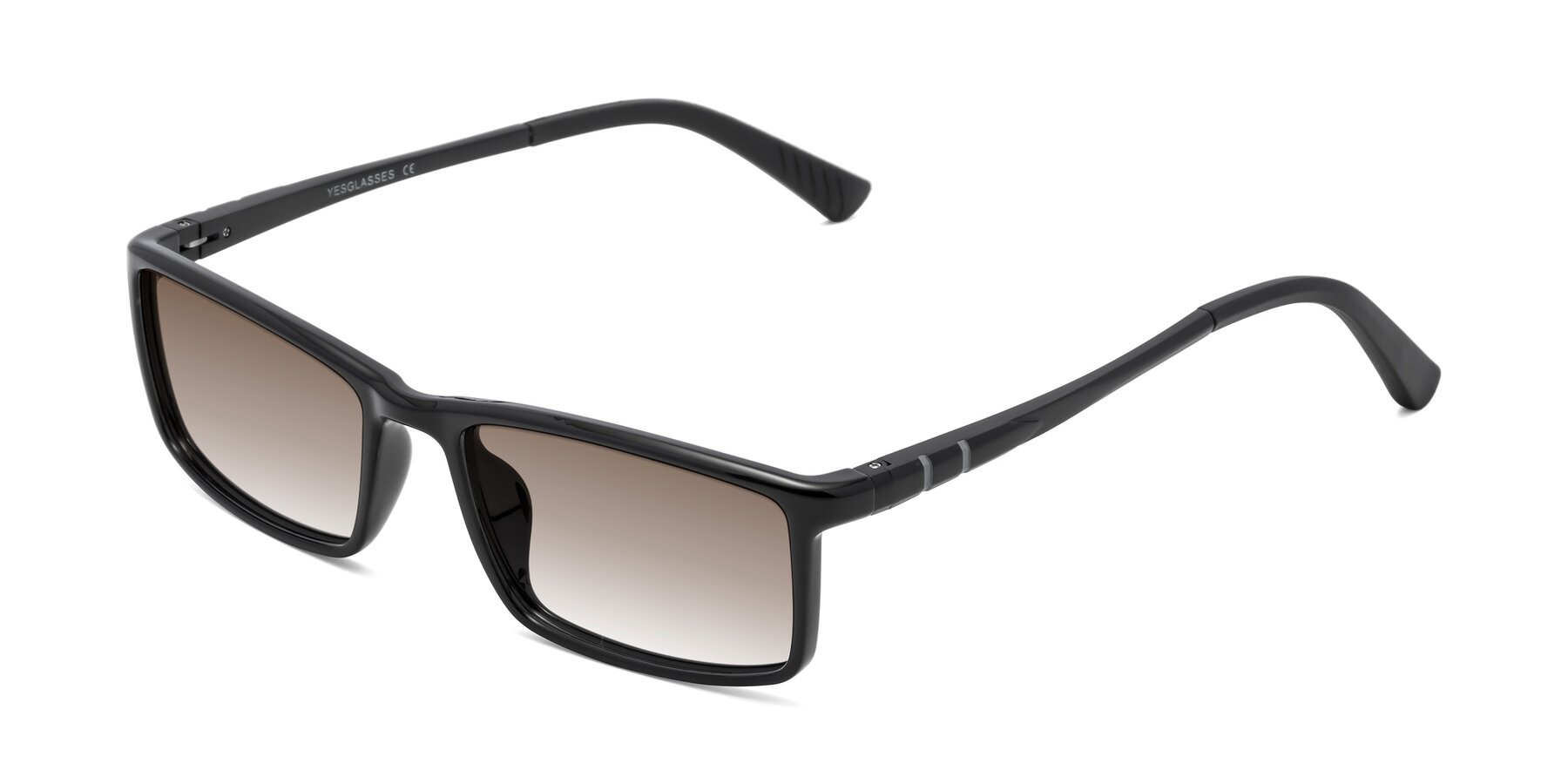 Angle of 9001 in Black with Brown Gradient Lenses