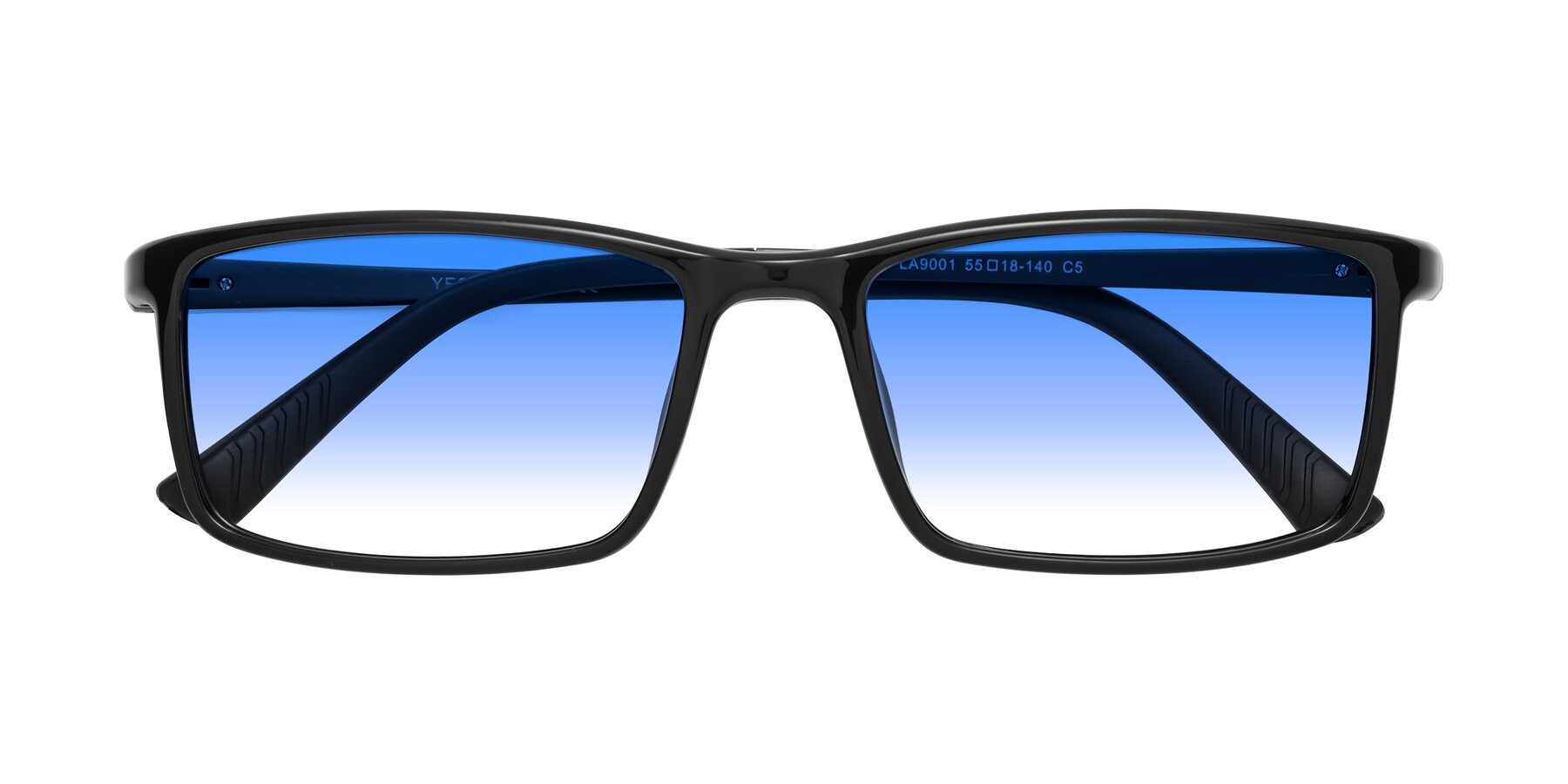 Folded Front of 9001 in Black with Blue Gradient Lenses