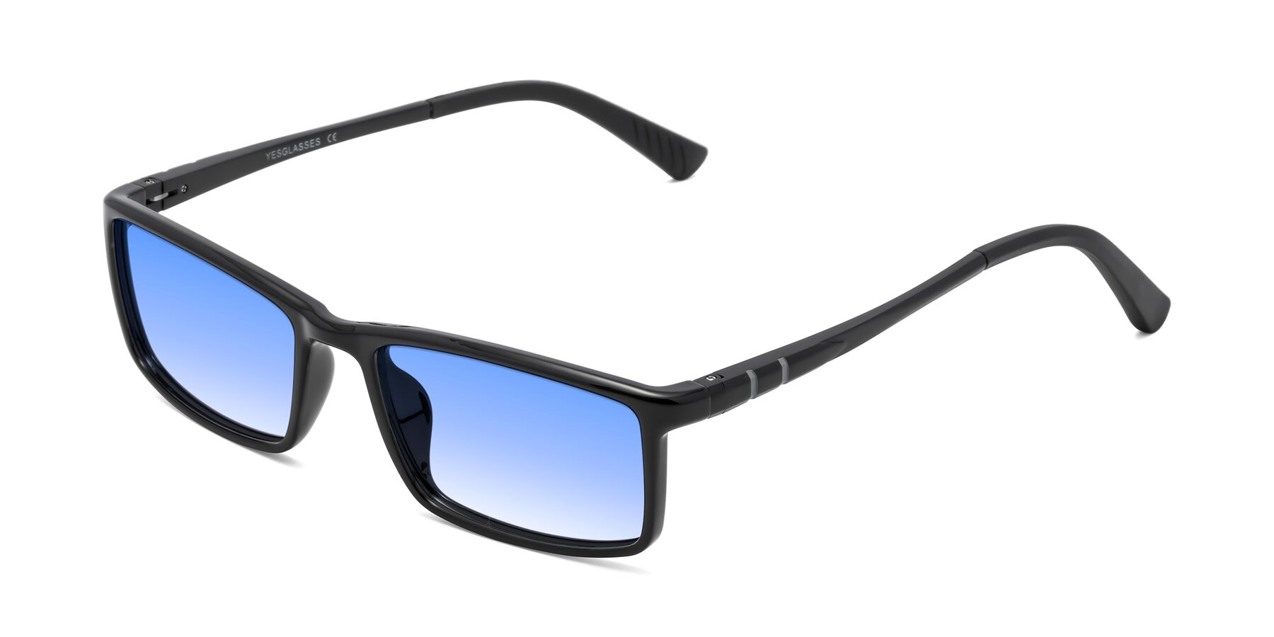 Angle of 9001 in Black with Blue Gradient Lenses