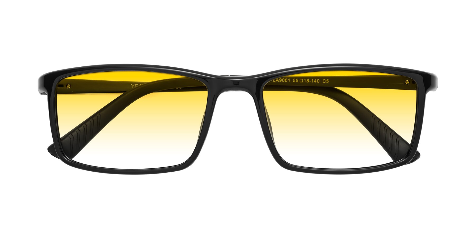 Folded Front of 9001 in Black with Yellow Gradient Lenses