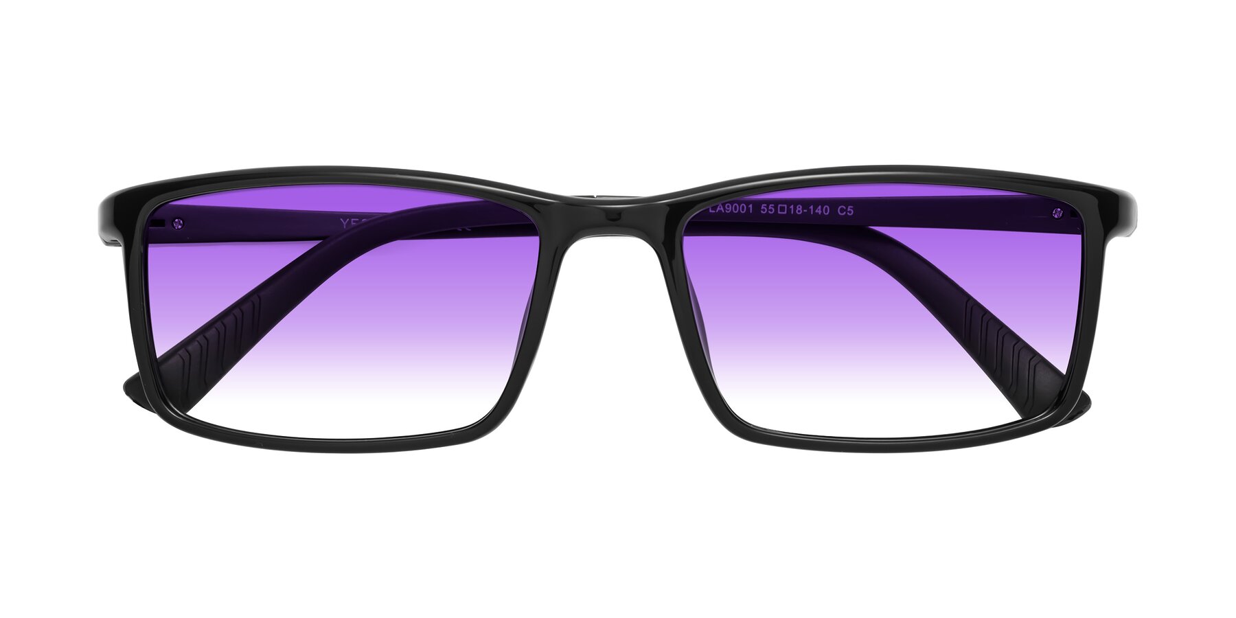 Folded Front of 9001 in Black with Purple Gradient Lenses