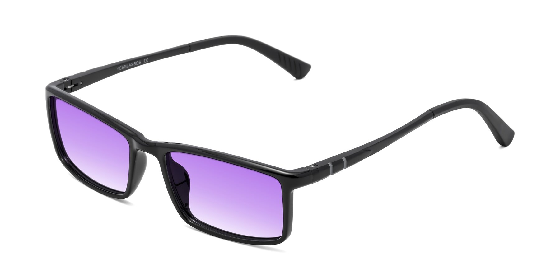 Angle of 9001 in Black with Purple Gradient Lenses