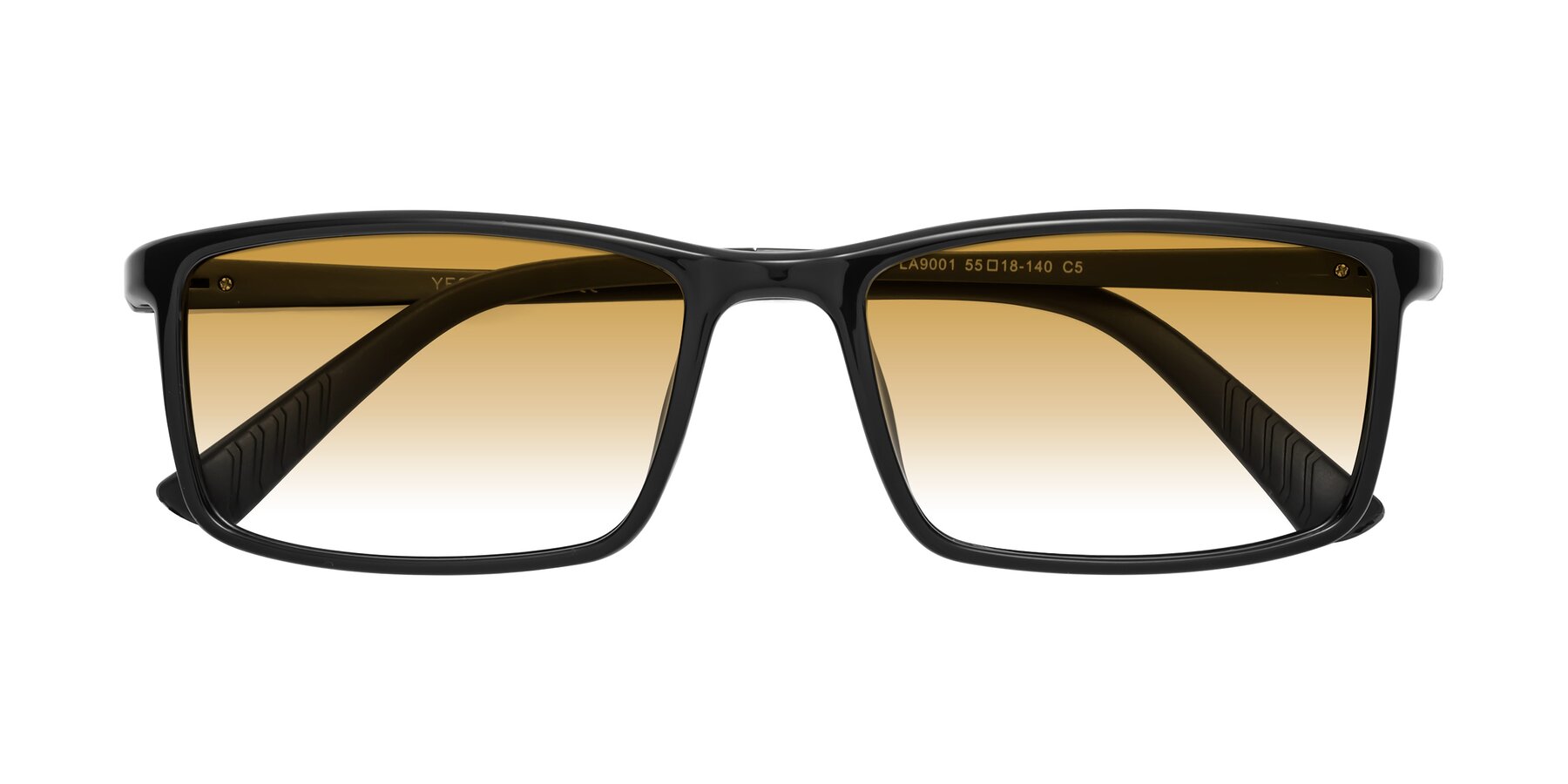 Folded Front of 9001 in Black with Champagne Gradient Lenses
