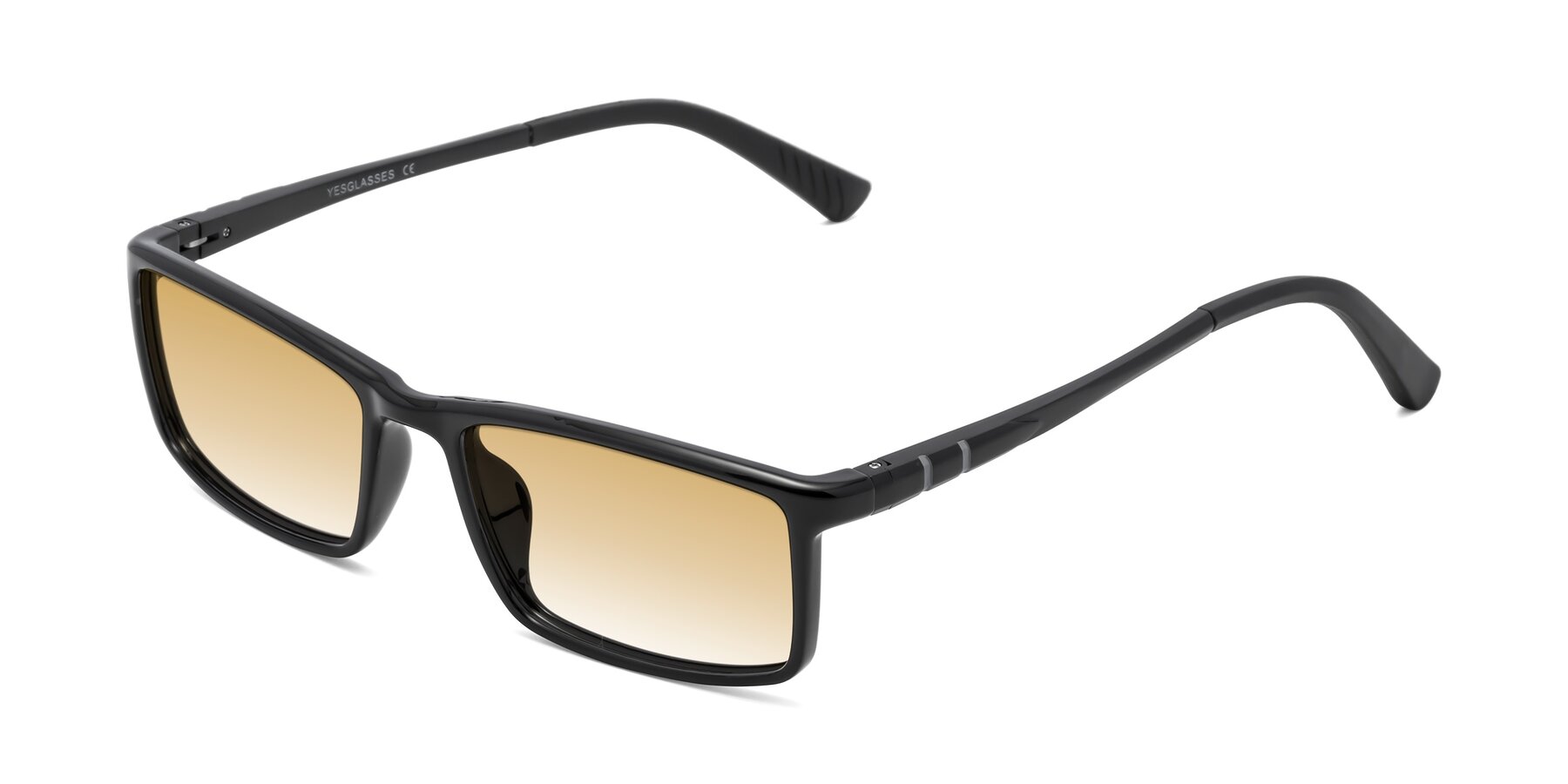 Angle of 9001 in Black with Champagne Gradient Lenses