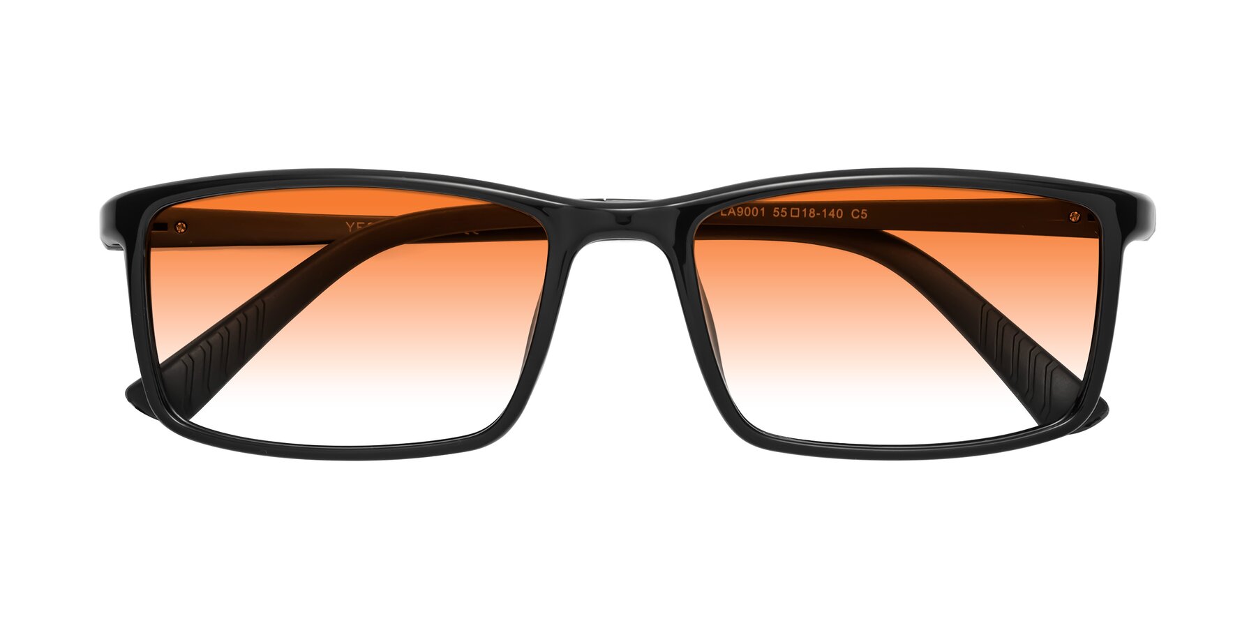 Folded Front of 9001 in Black with Orange Gradient Lenses
