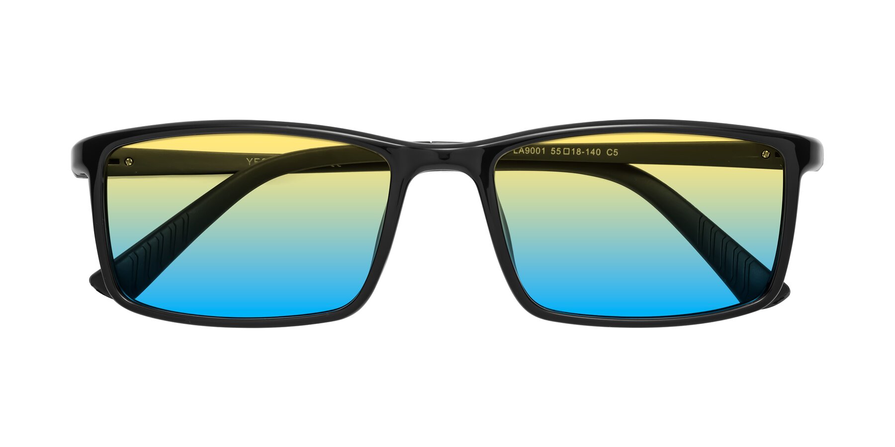 Folded Front of 9001 in Black with Yellow / Blue Gradient Lenses