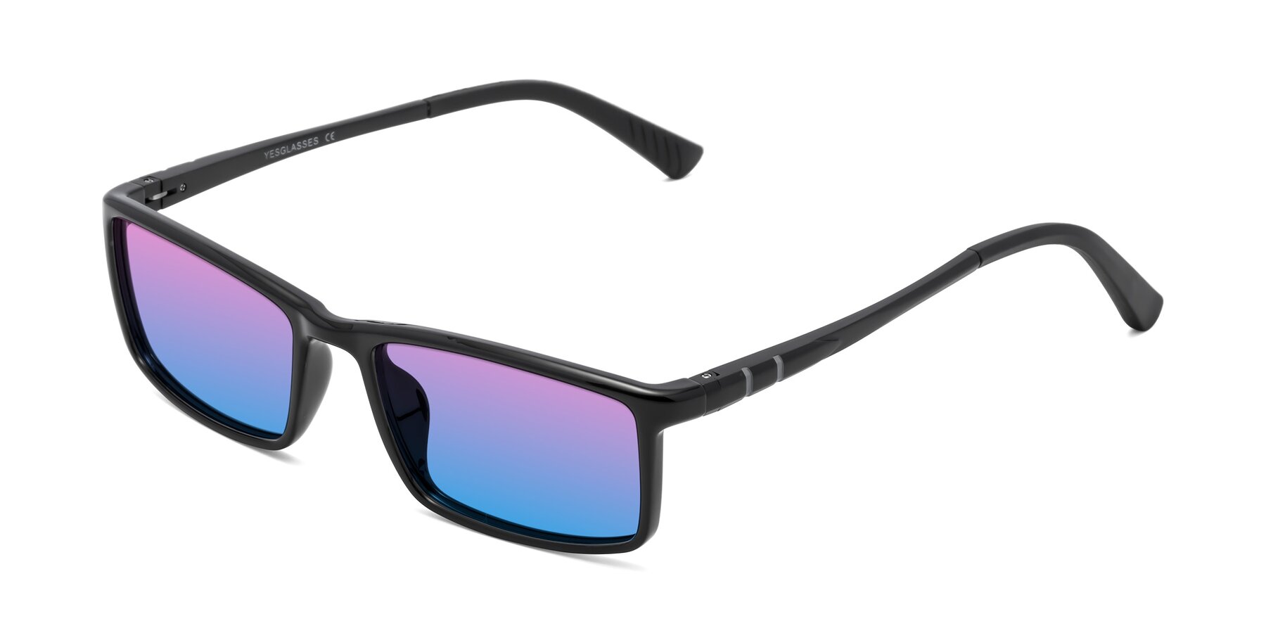 Angle of 9001 in Black with Pink / Blue Gradient Lenses