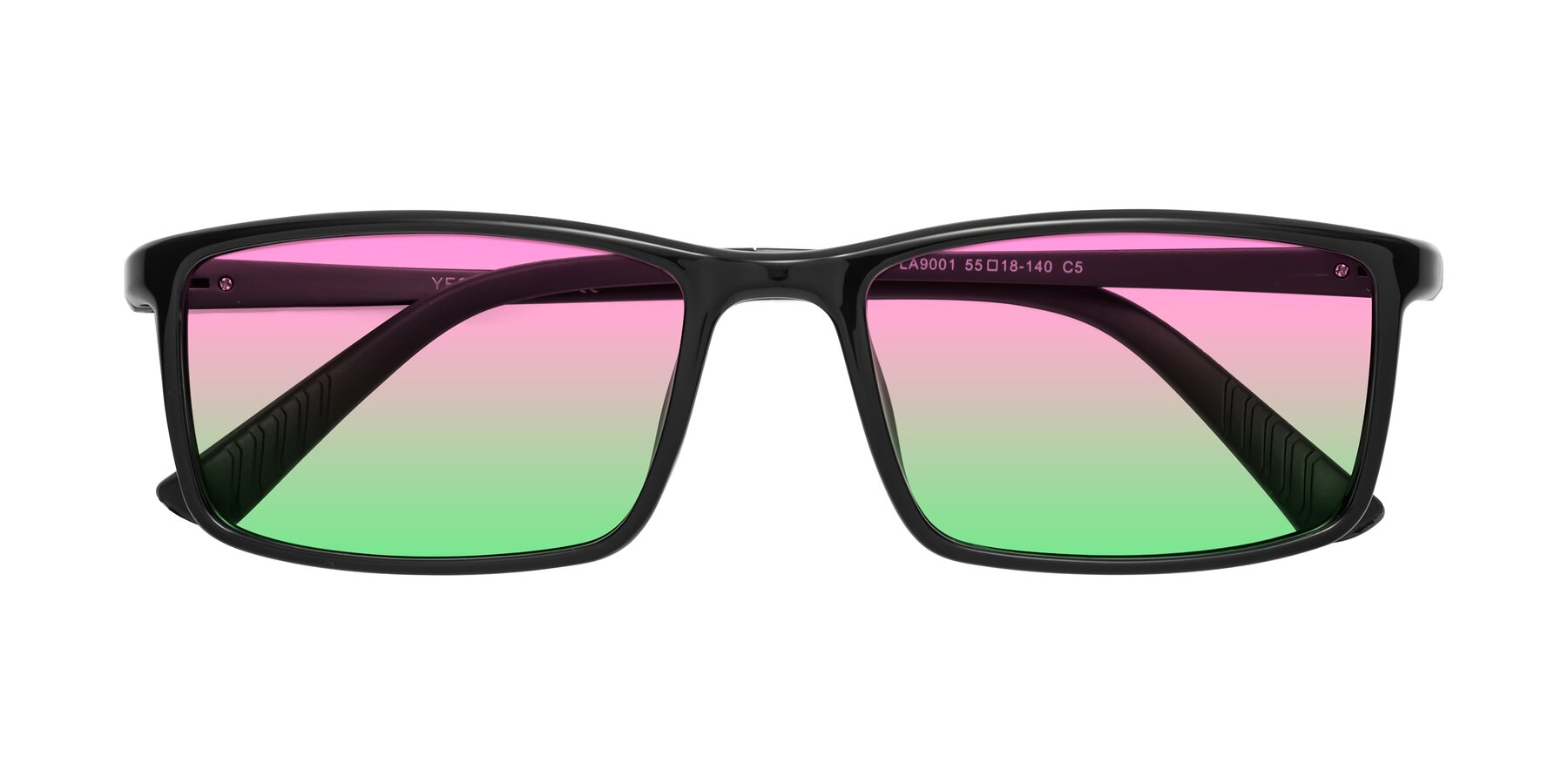 Folded Front of 9001 in Black with Pink / Green Gradient Lenses