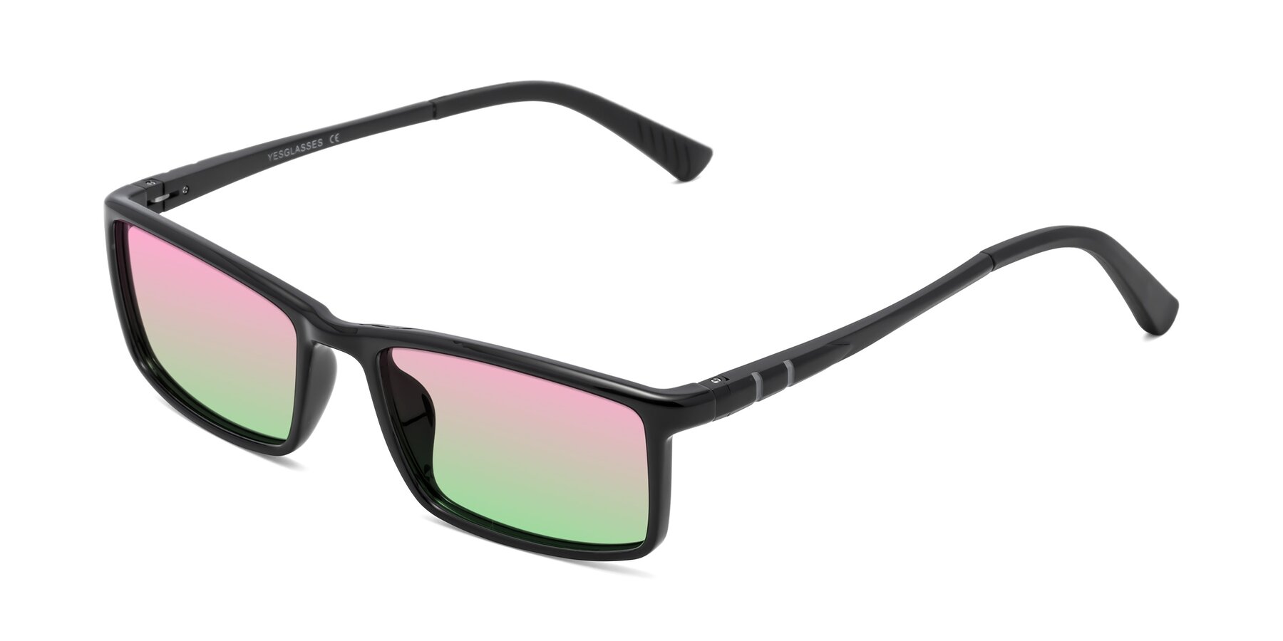 Angle of 9001 in Black with Pink / Green Gradient Lenses