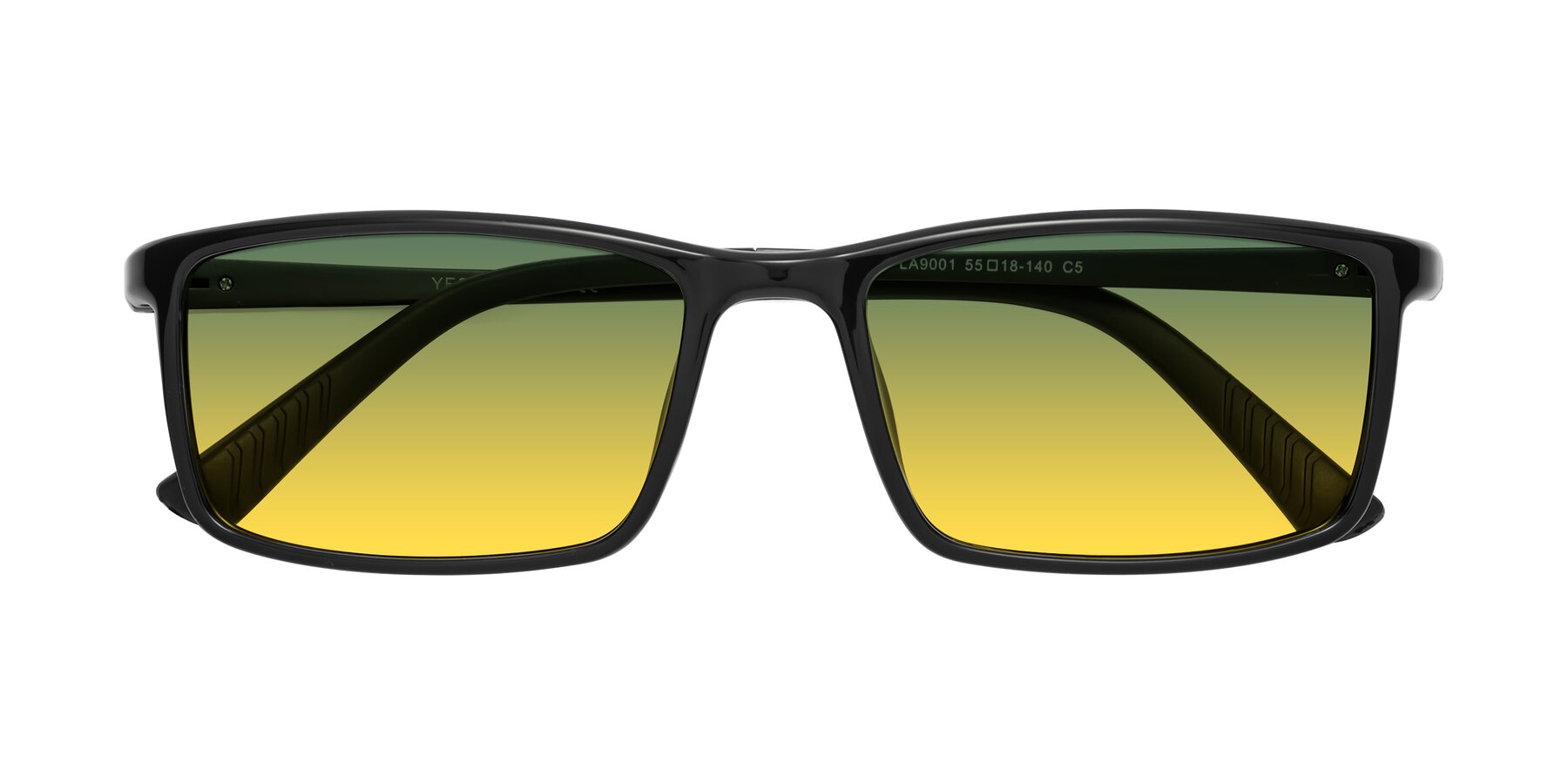 Folded Front of 9001 in Black with Green / Yellow Gradient Lenses