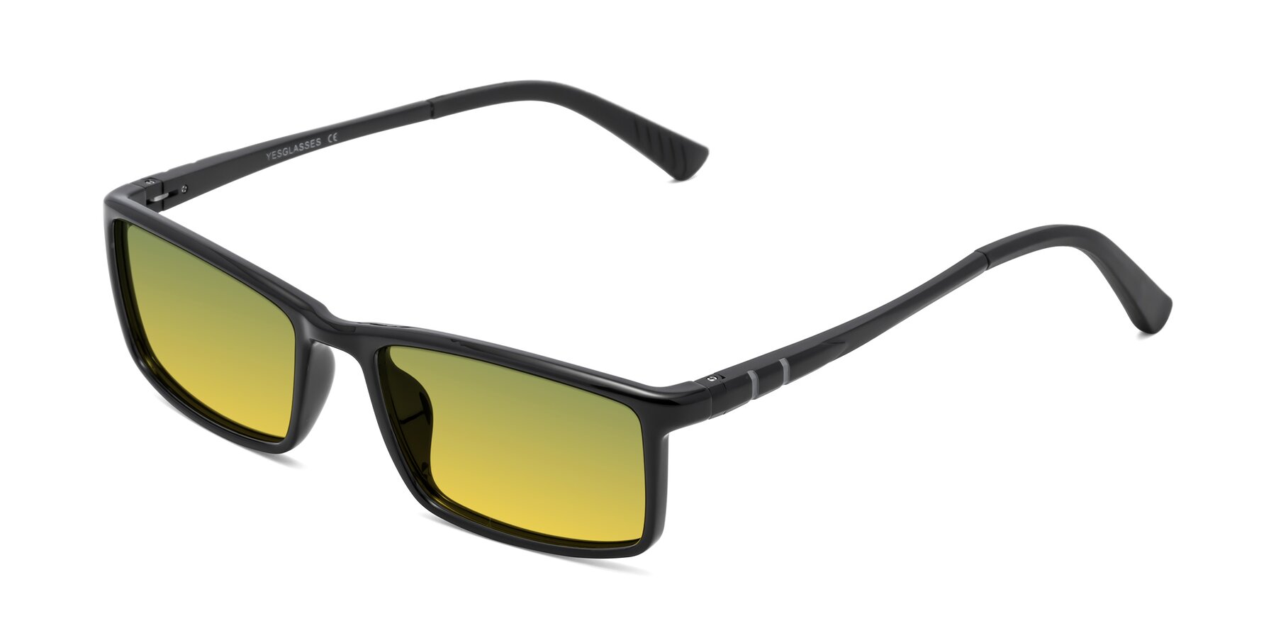 Angle of 9001 in Black with Green / Yellow Gradient Lenses