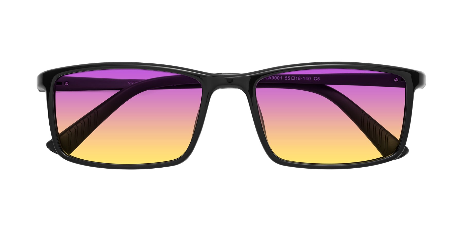 Folded Front of 9001 in Black with Purple / Yellow Gradient Lenses