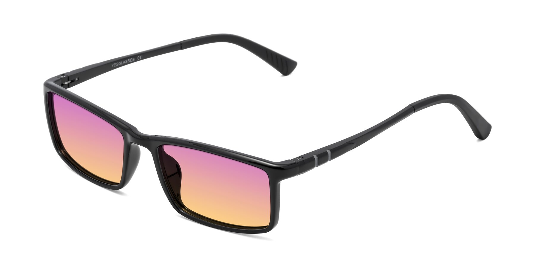 Angle of 9001 in Black with Purple / Yellow Gradient Lenses