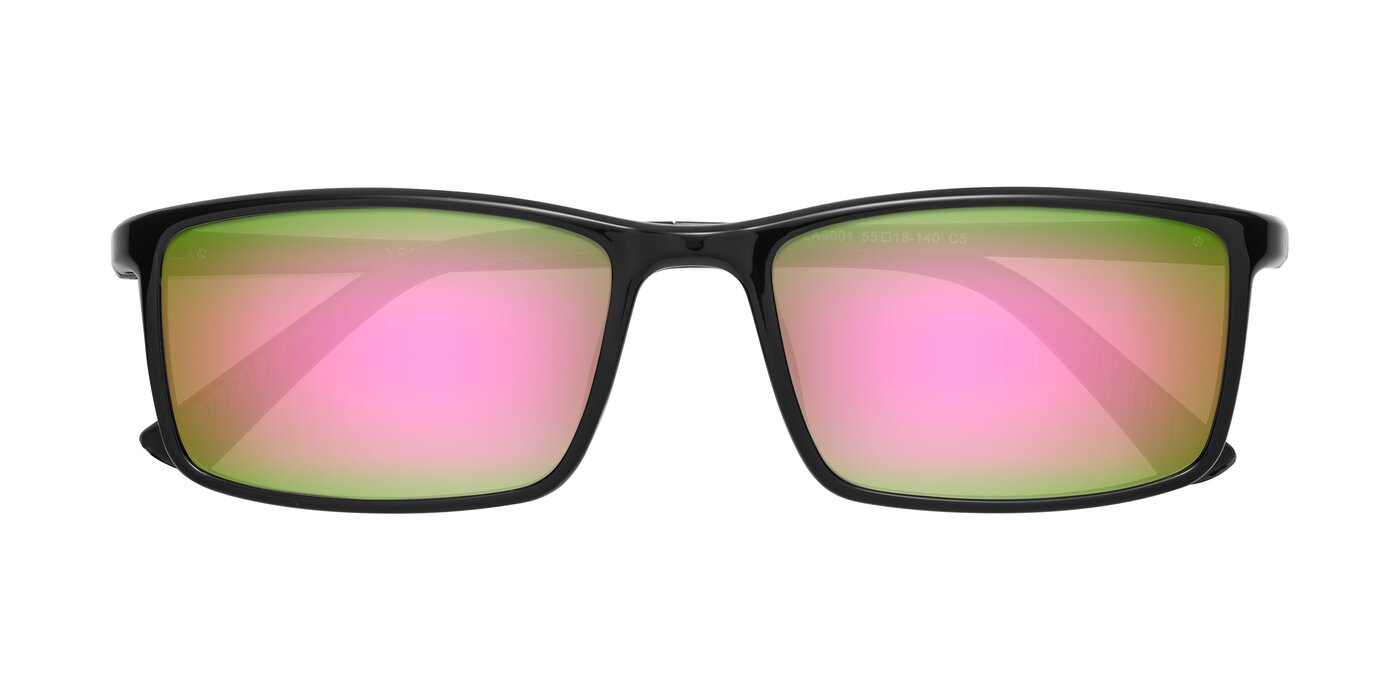 9001 - Black Flash Mirrored Sunglasses