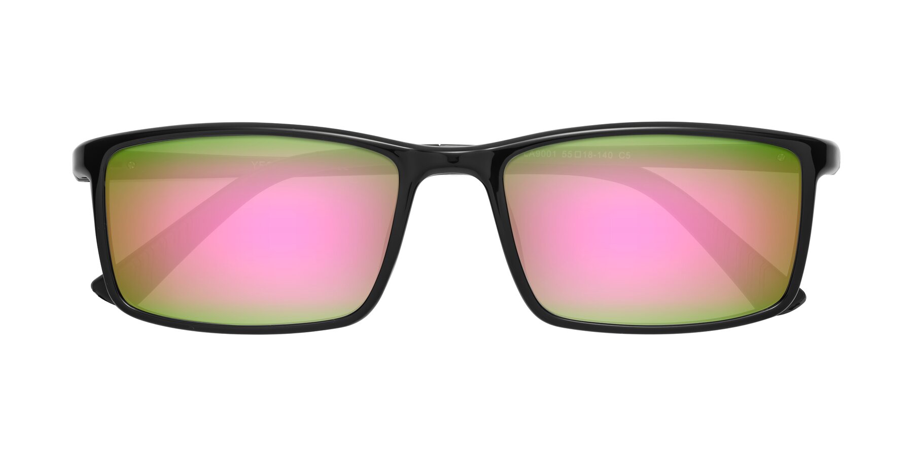 Folded Front of 9001 in Black with Pink Mirrored Lenses