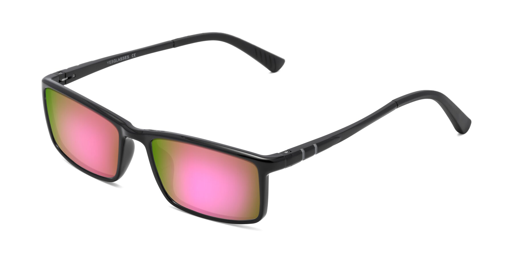 Angle of 9001 in Black with Pink Mirrored Lenses