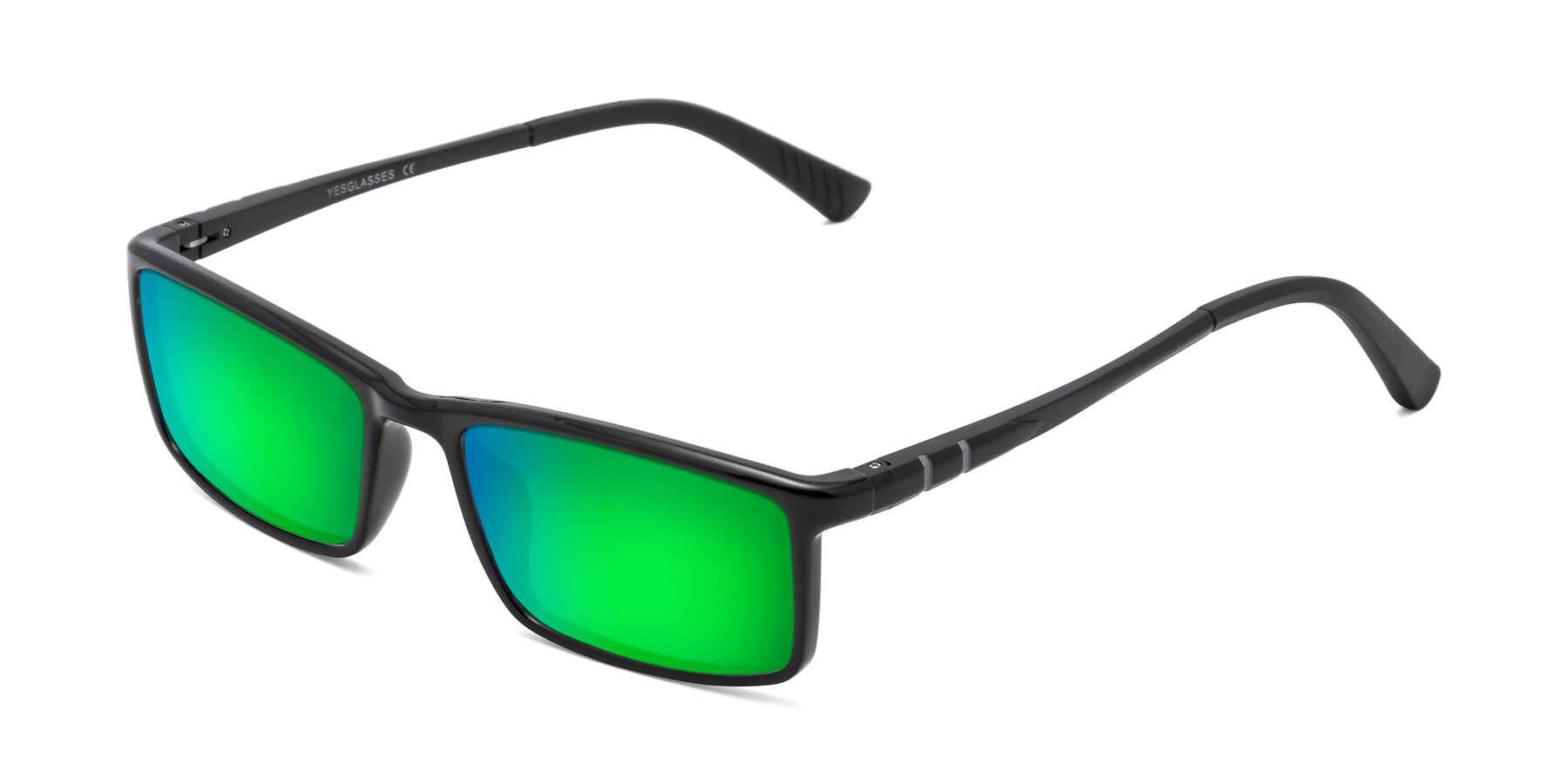 Angle of 9001 in Black with Green Mirrored Lenses