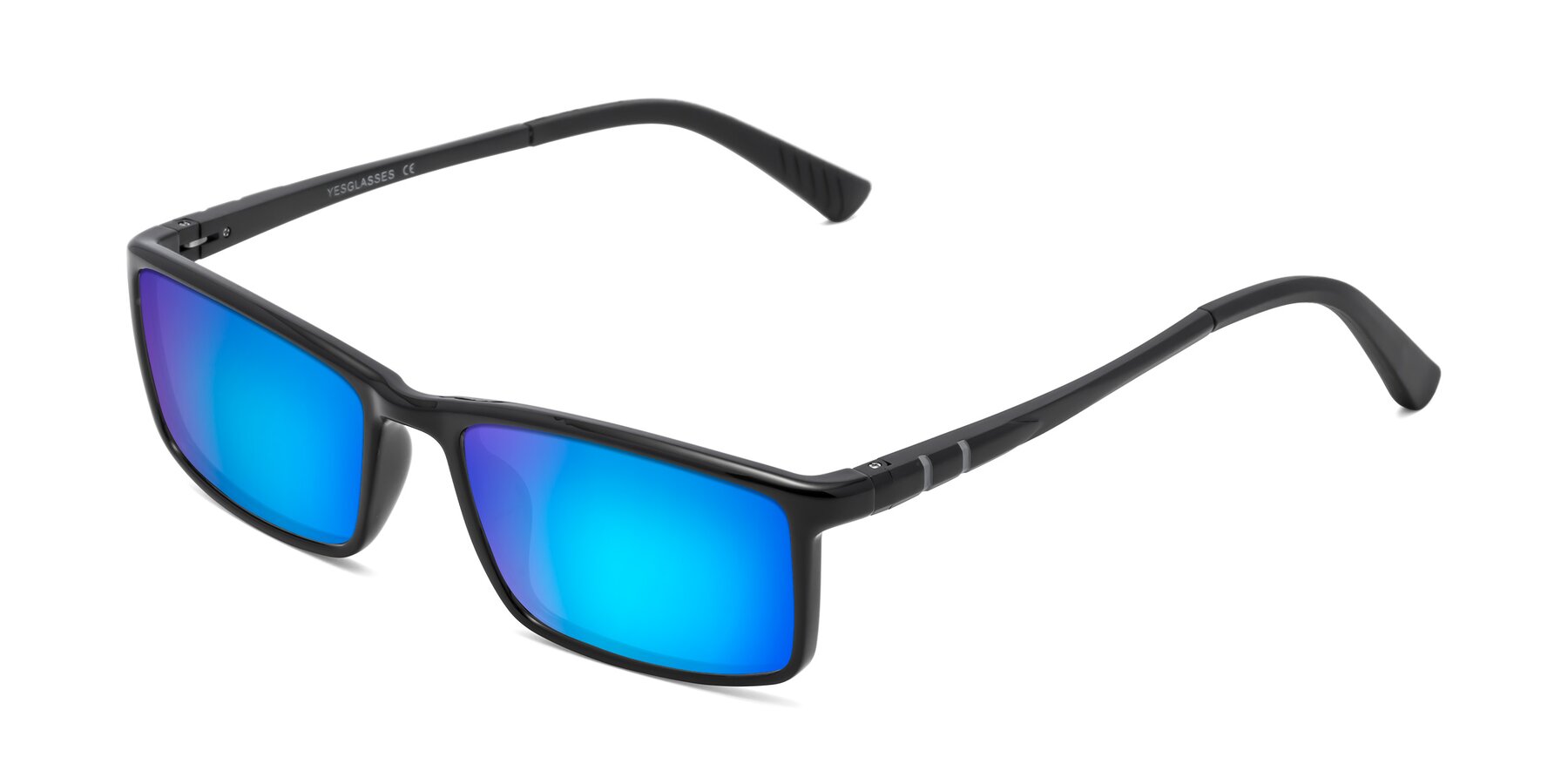 Angle of 9001 in Black with Blue Mirrored Lenses