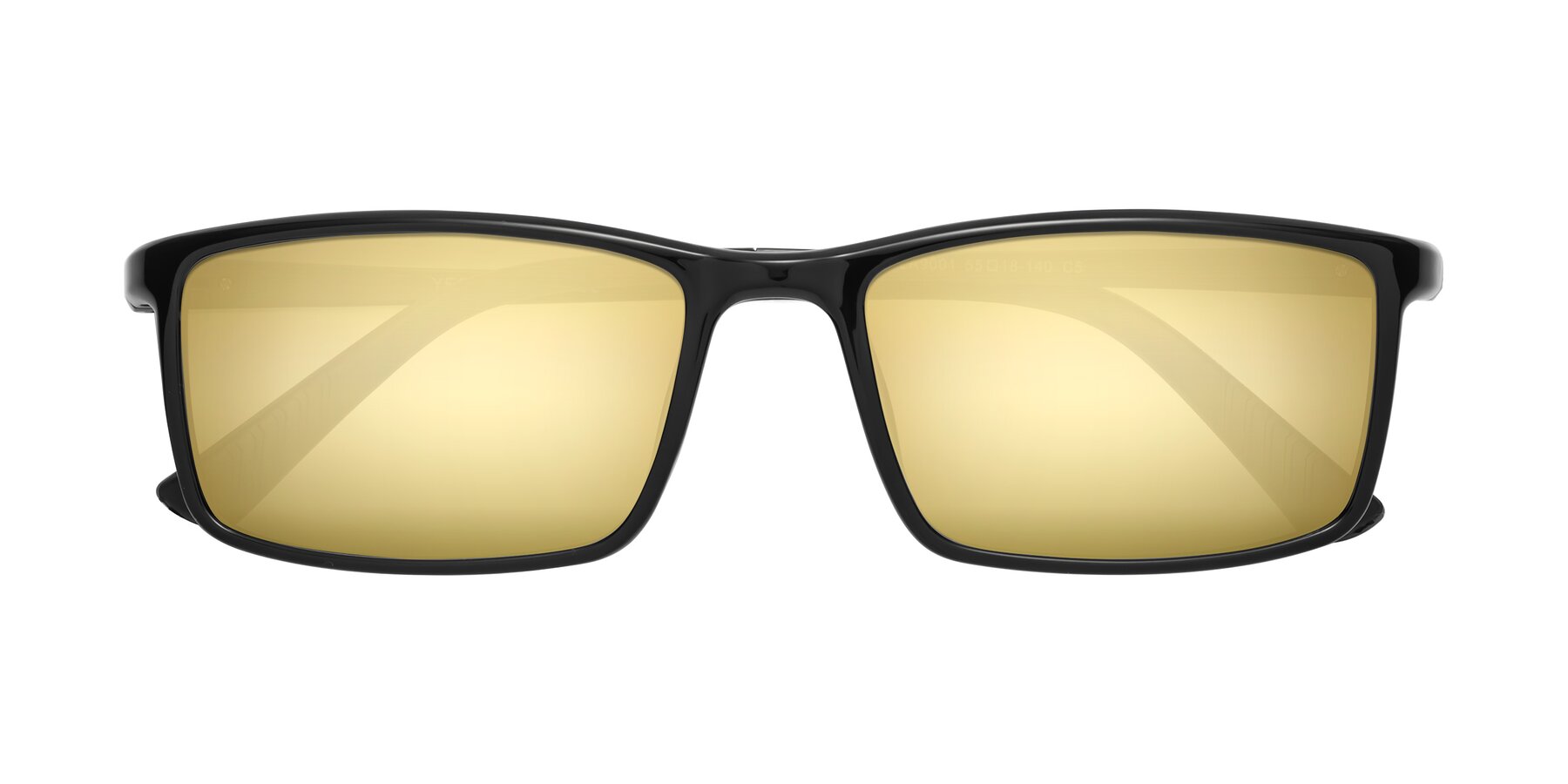 Folded Front of 9001 in Black with Gold Mirrored Lenses