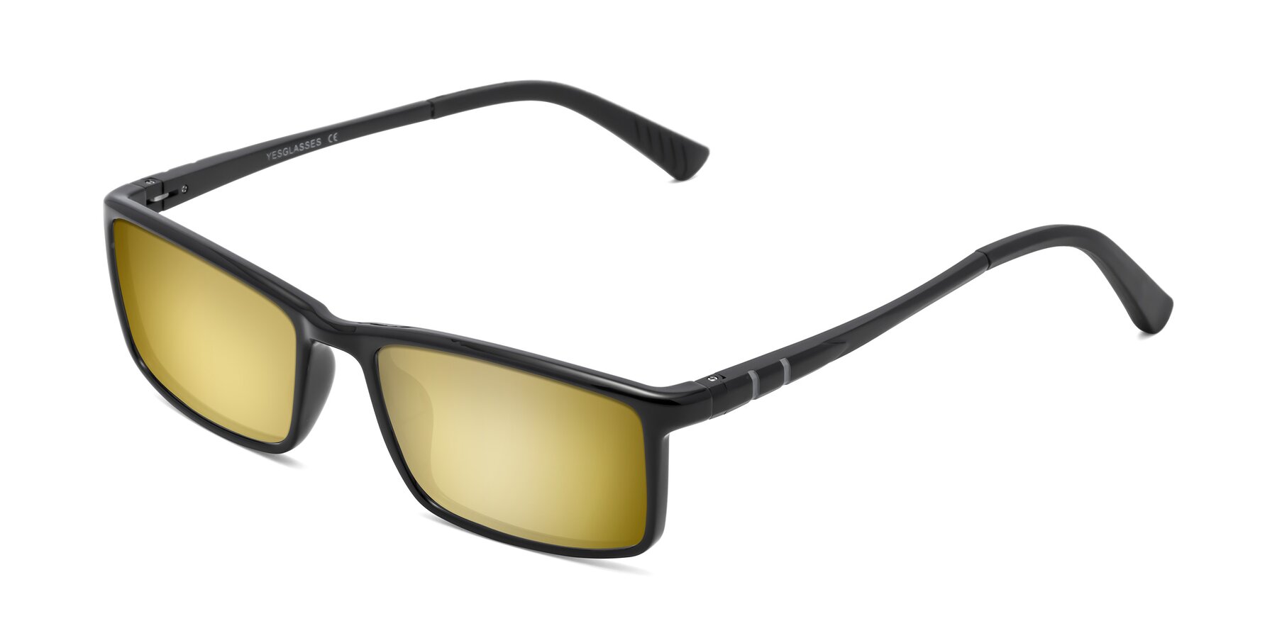 Angle of 9001 in Black with Gold Mirrored Lenses