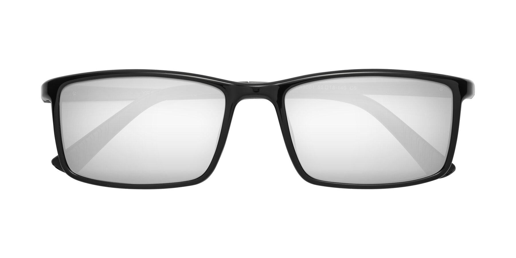 Folded Front of 9001 in Black with Silver Mirrored Lenses