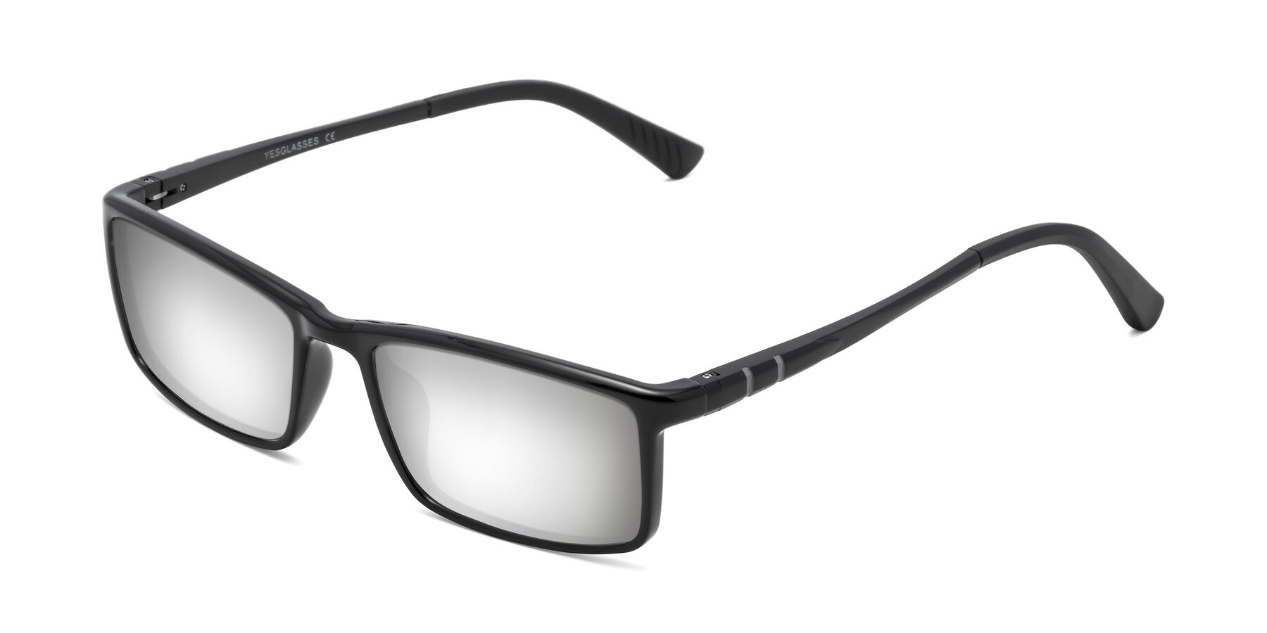 Angle of 9001 in Black with Silver Mirrored Lenses