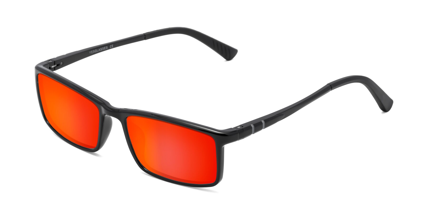 Angle of 9001 in Black with Red Gold Mirrored Lenses