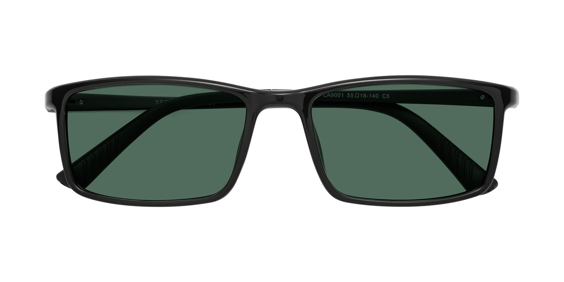 Folded Front of 9001 in Black with Green Polarized Lenses