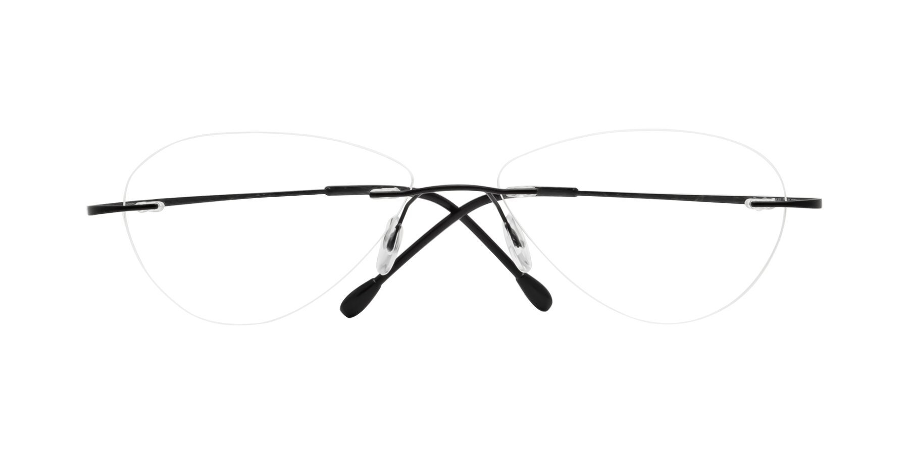 Folded Front of Thea in Black with Clear Eyeglass Lenses