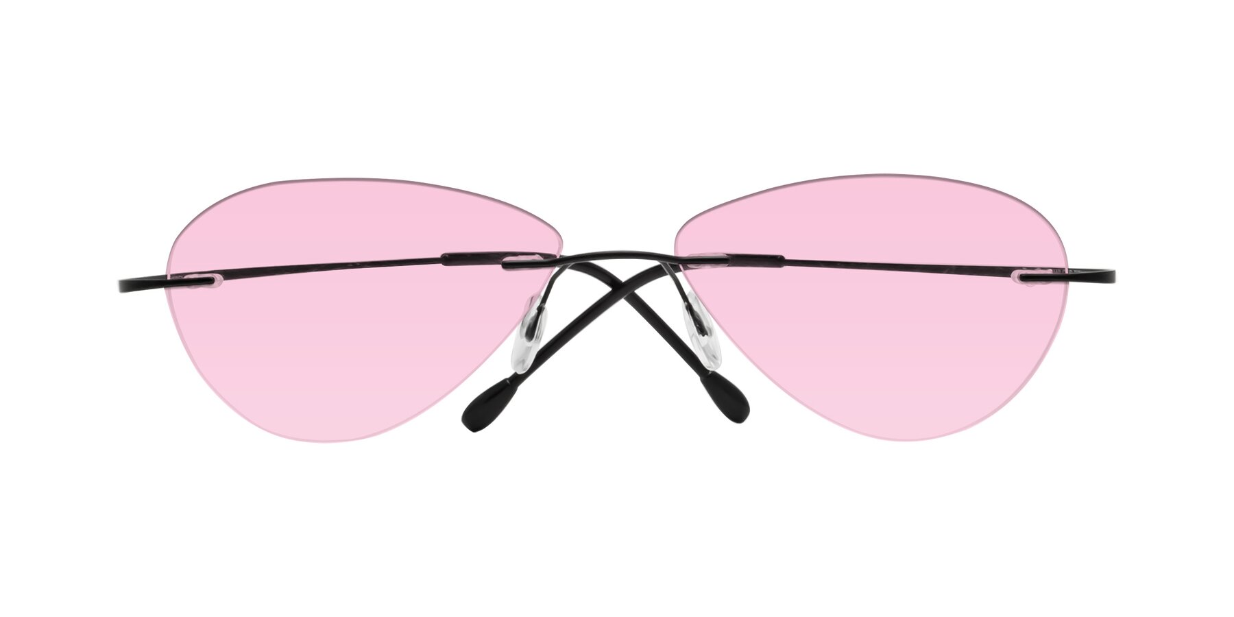 Folded Front of Thea in Black with Light Pink Tinted Lenses