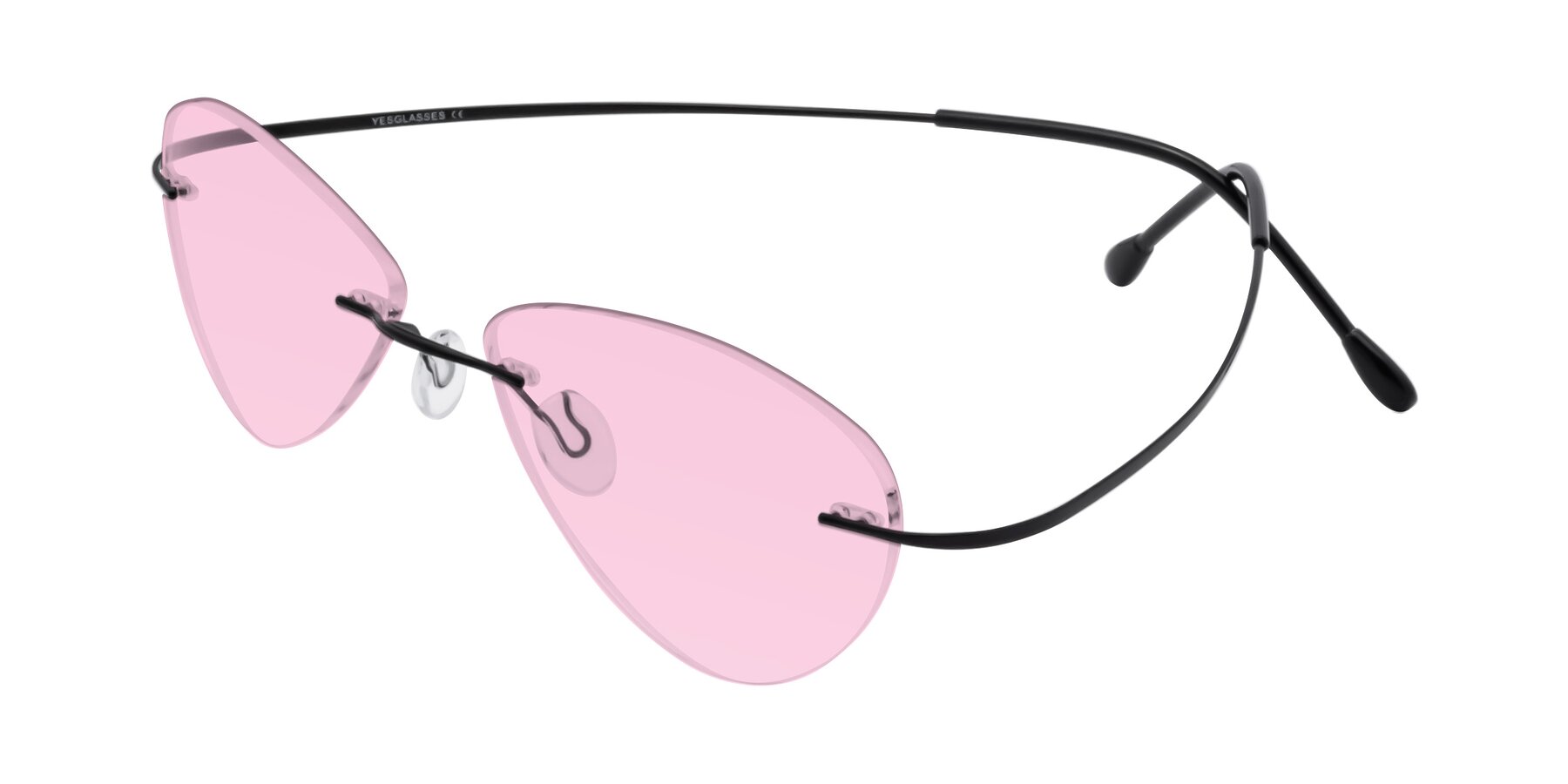 Angle of Thea in Black with Light Pink Tinted Lenses