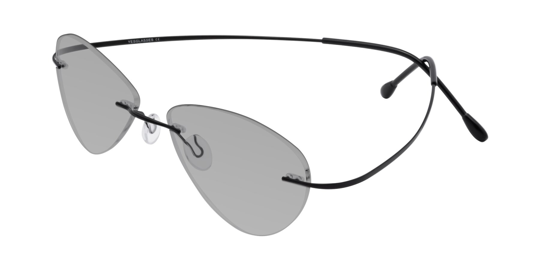 Angle of Thea in Black with Light Gray Tinted Lenses