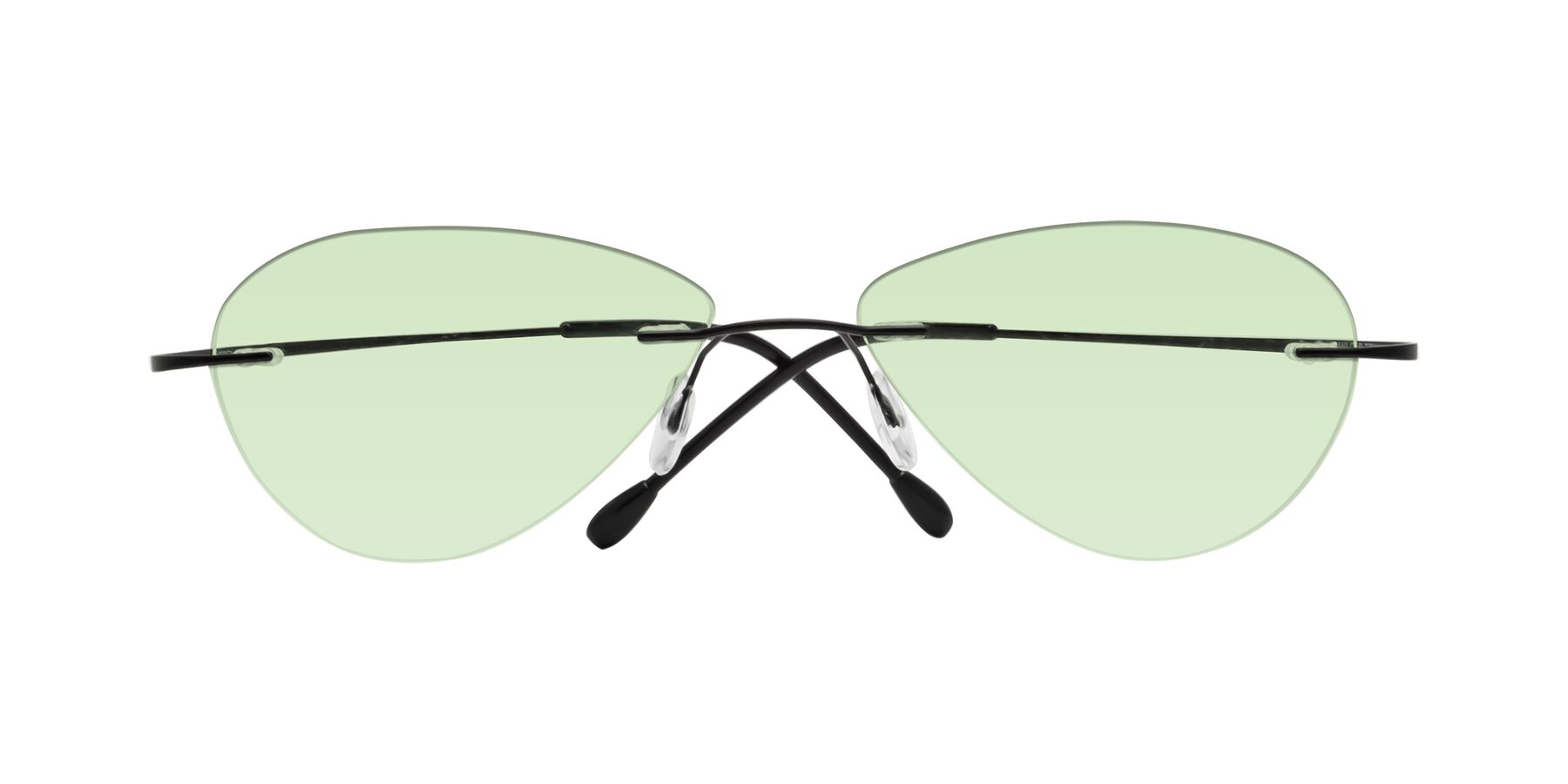 Folded Front of Thea in Black with Light Green Tinted Lenses