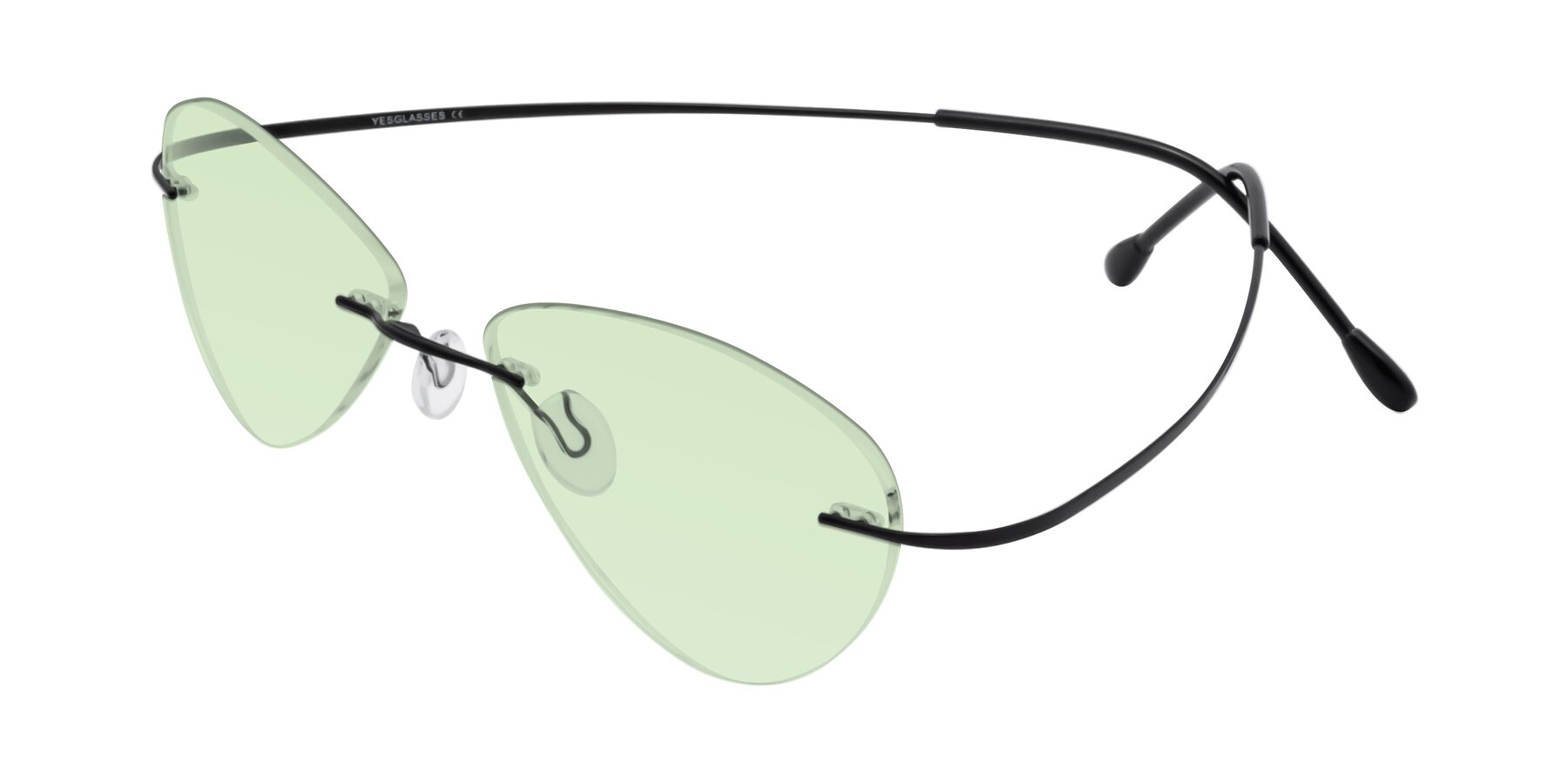 Angle of Thea in Black with Light Green Tinted Lenses
