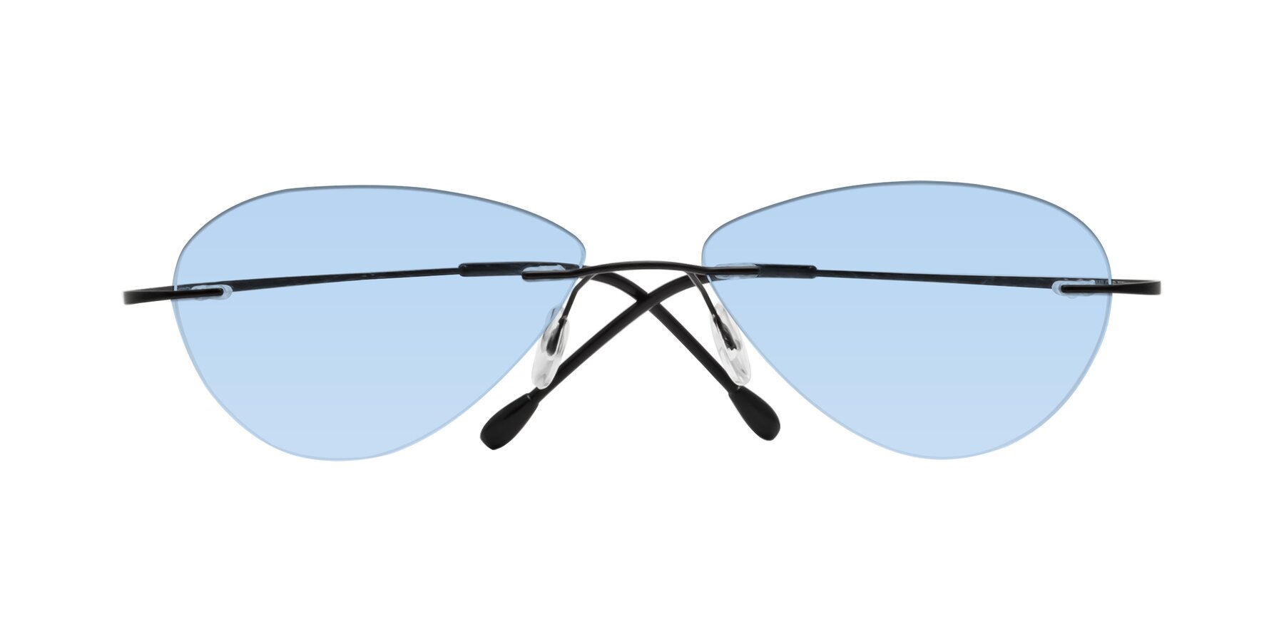 Folded Front of Thea in Black with Light Blue Tinted Lenses