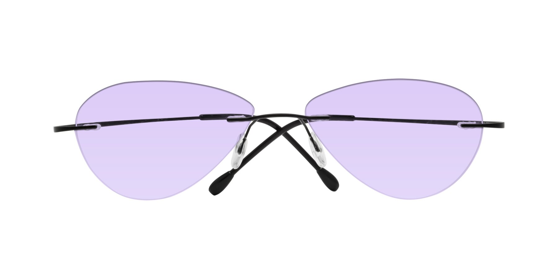 Folded Front of Thea in Black with Light Purple Tinted Lenses