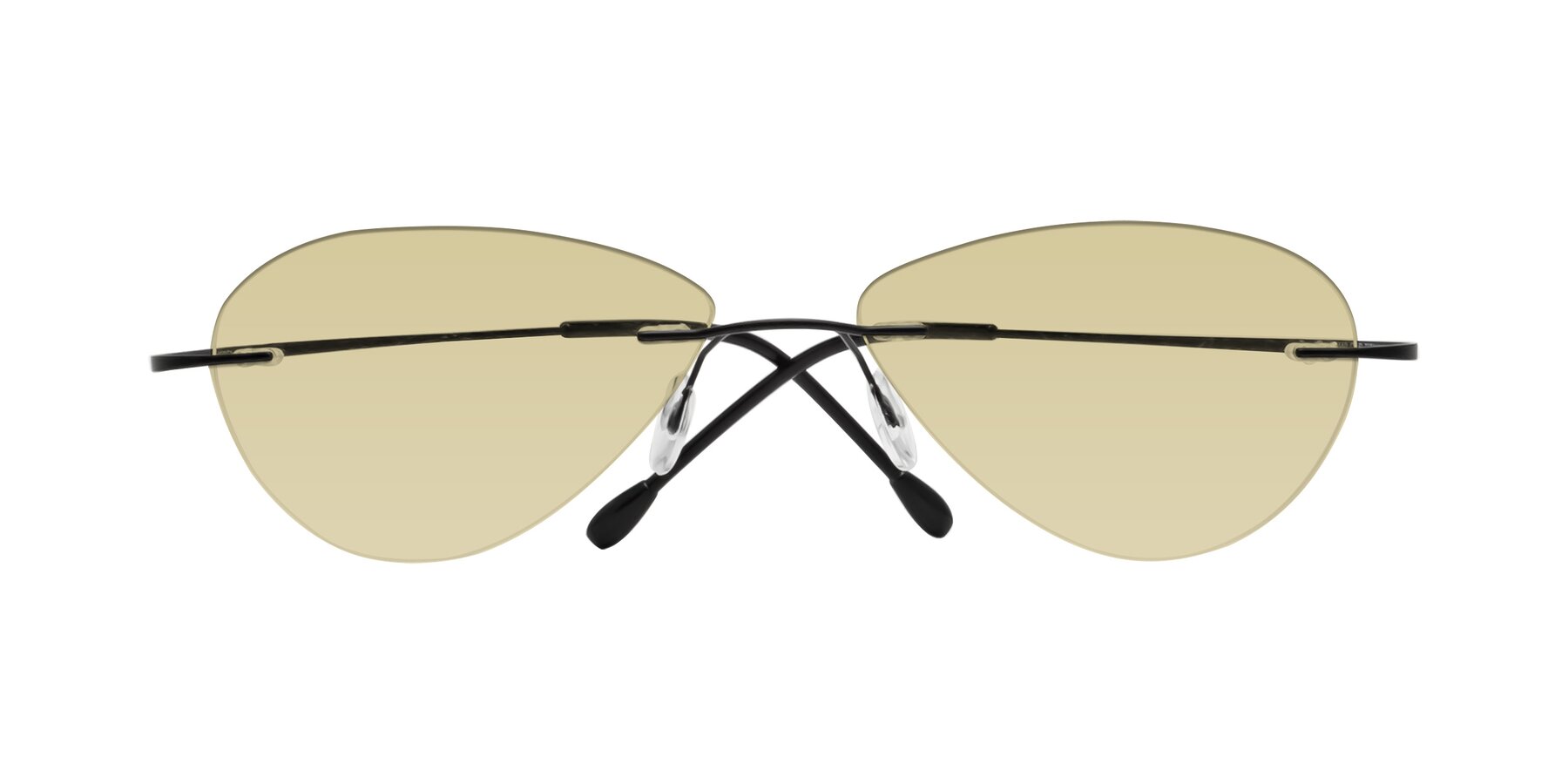 Folded Front of Thea in Black with Light Champagne Tinted Lenses