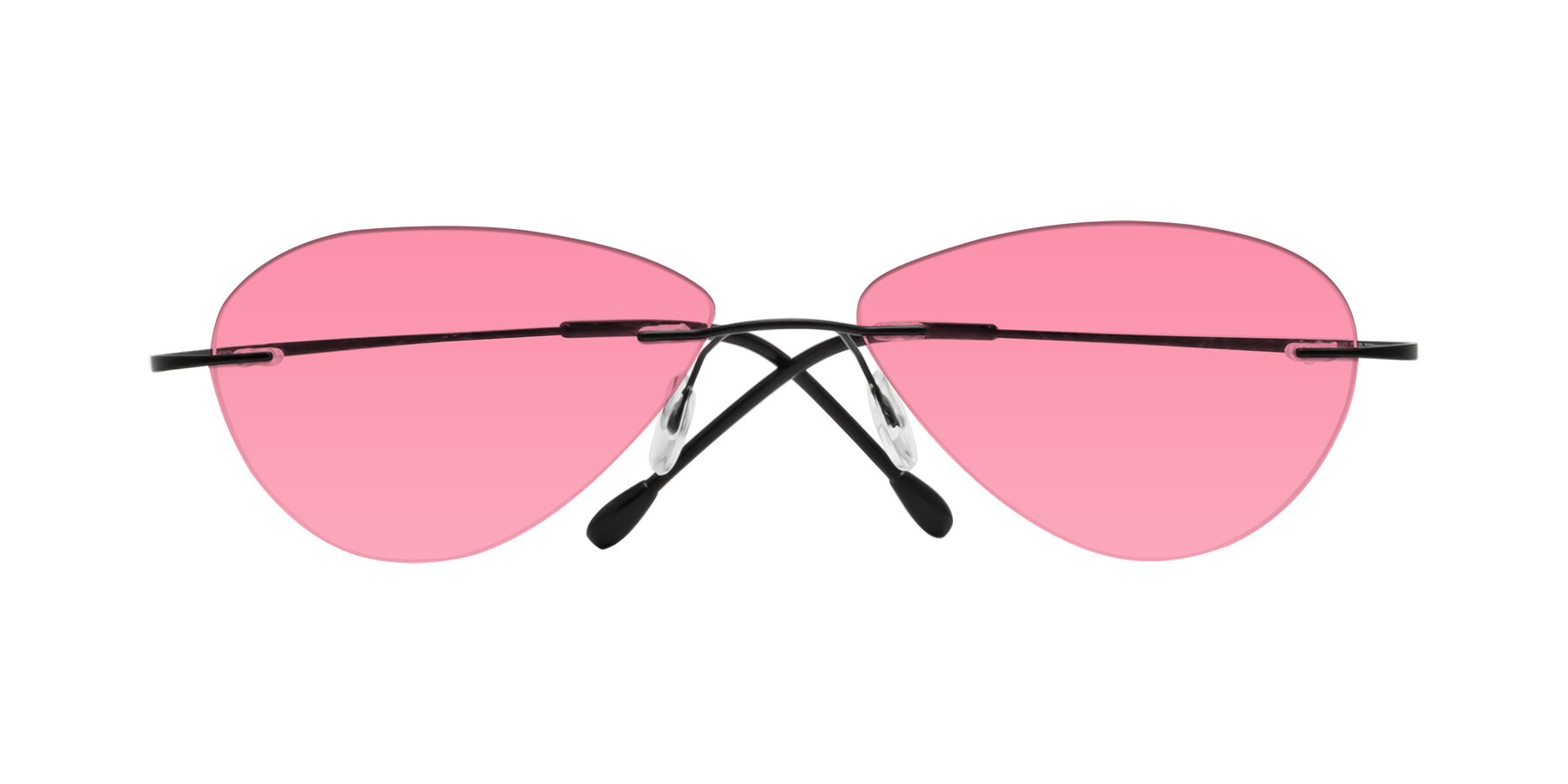 Folded Front of Thea in Black with Pink Tinted Lenses