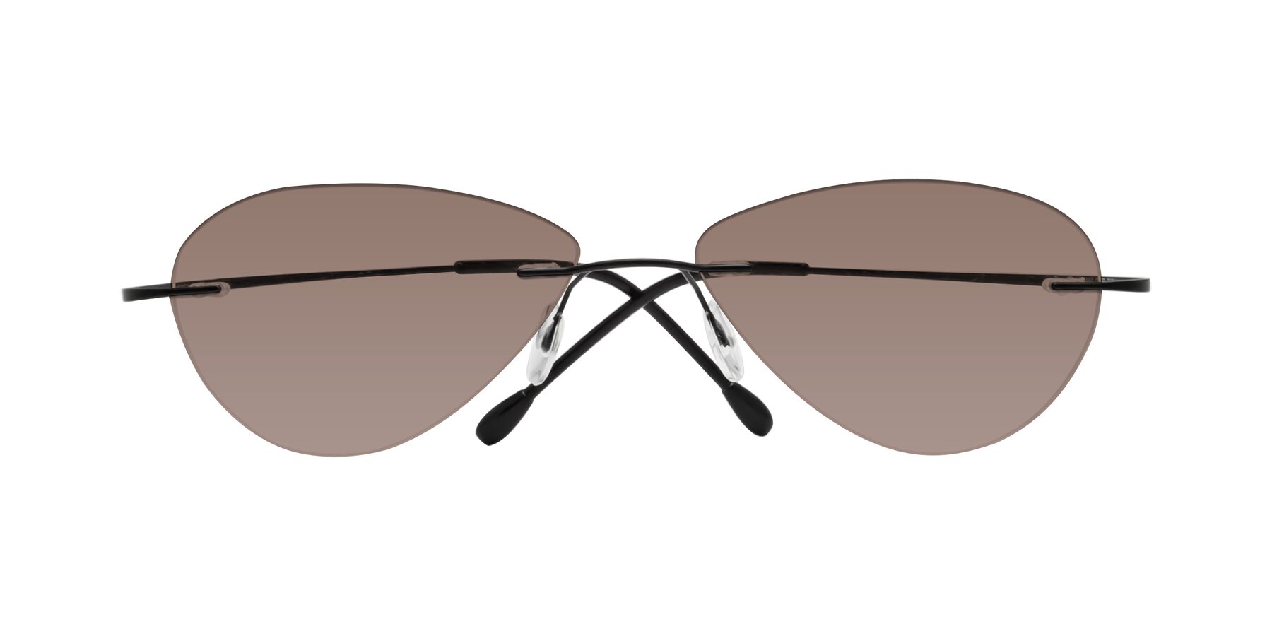 Folded Front of Thea in Black with Medium Brown Tinted Lenses