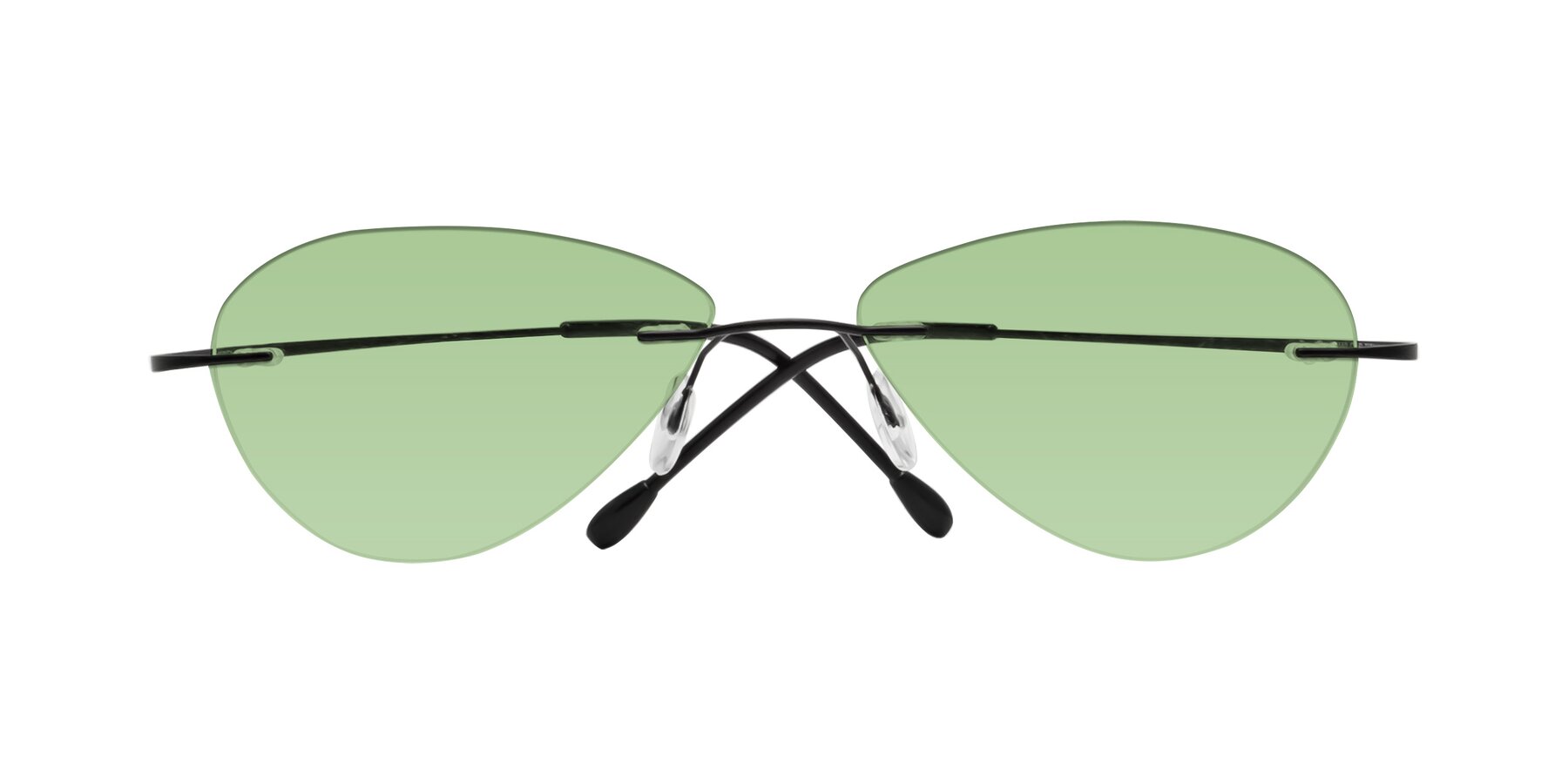 Folded Front of Thea in Black with Medium Green Tinted Lenses