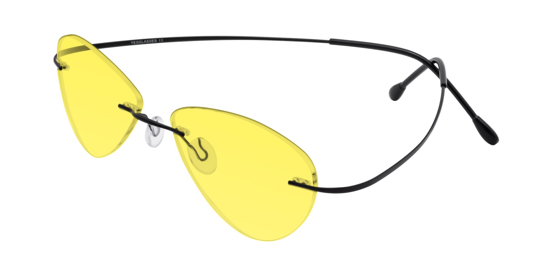 Angle of Thea in Black with Medium Yellow Tinted Lenses