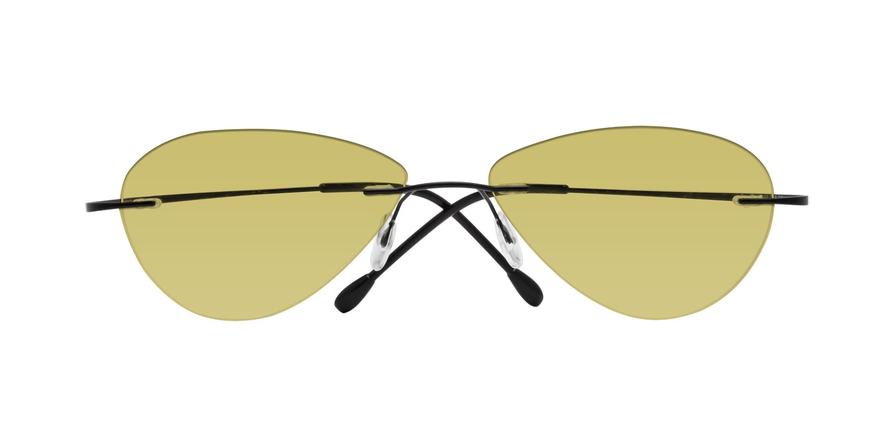 Folded Front of Thea in Black with Medium Champagne Tinted Lenses