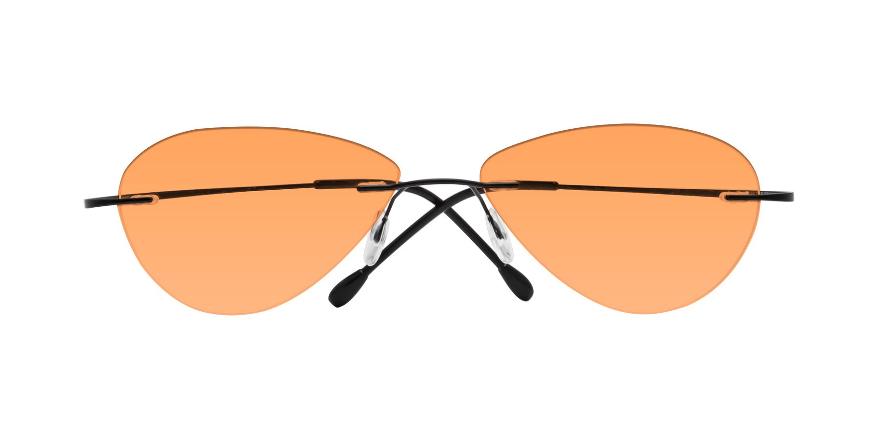 Folded Front of Thea in Black with Medium Orange Tinted Lenses