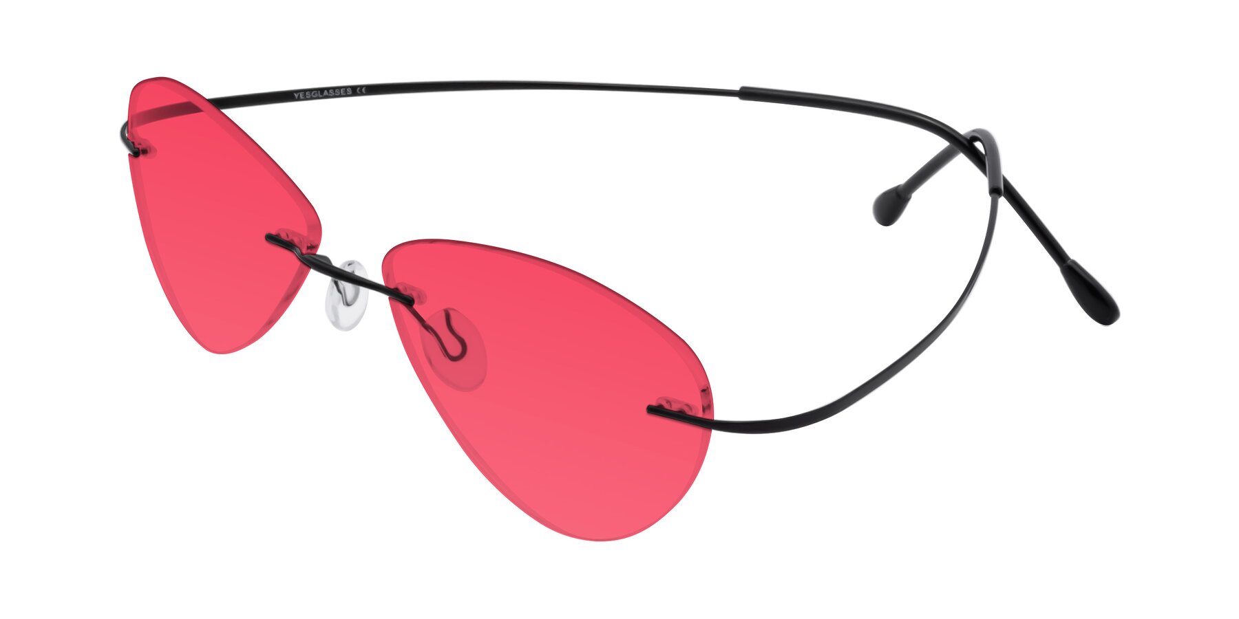 Angle of Thea in Black with Red Tinted Lenses