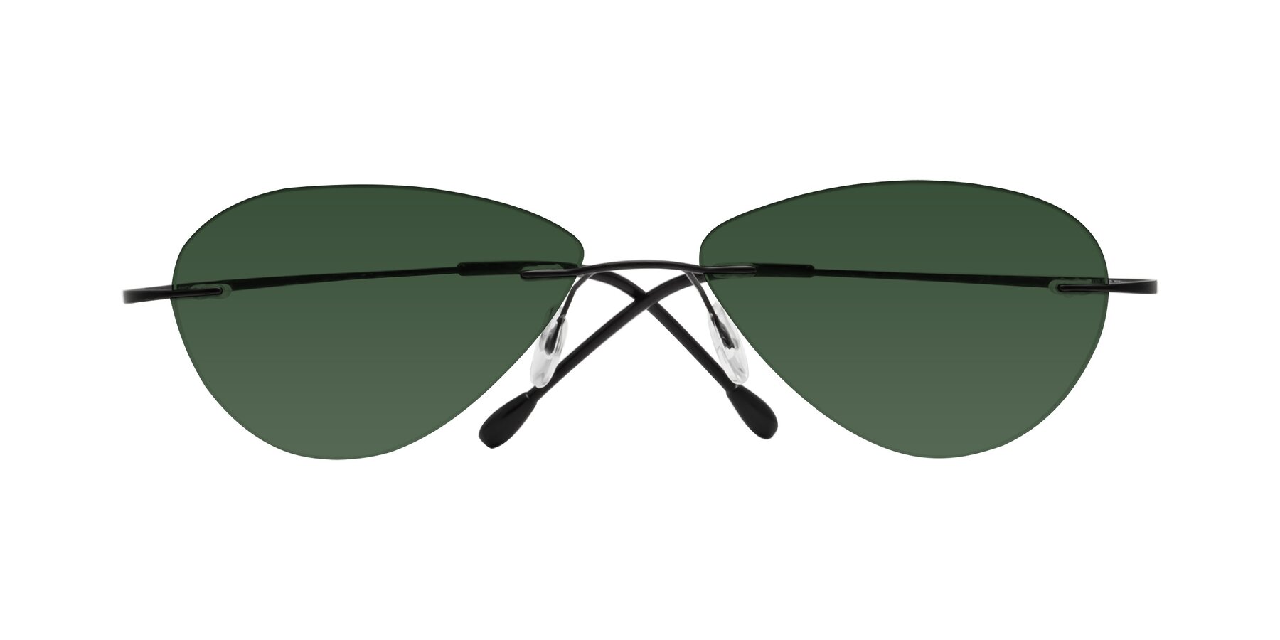 Folded Front of Thea in Black with Green Tinted Lenses