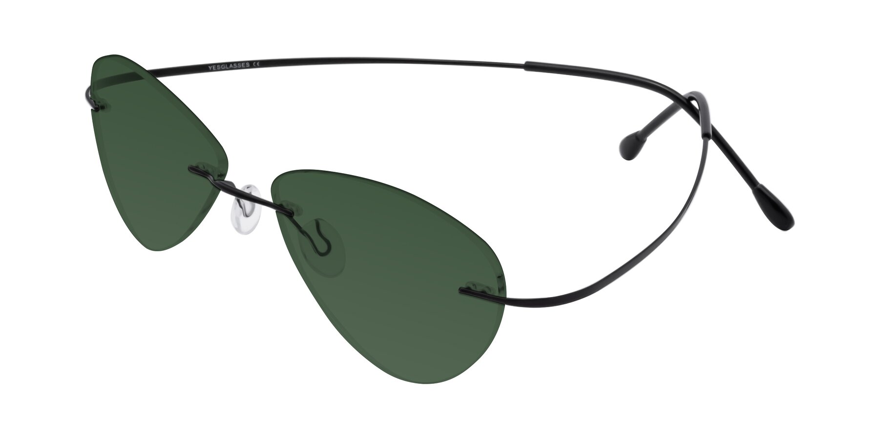 Angle of Thea in Black with Green Tinted Lenses