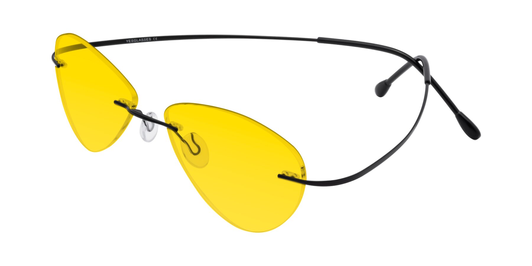 Angle of Thea in Black with Yellow Tinted Lenses