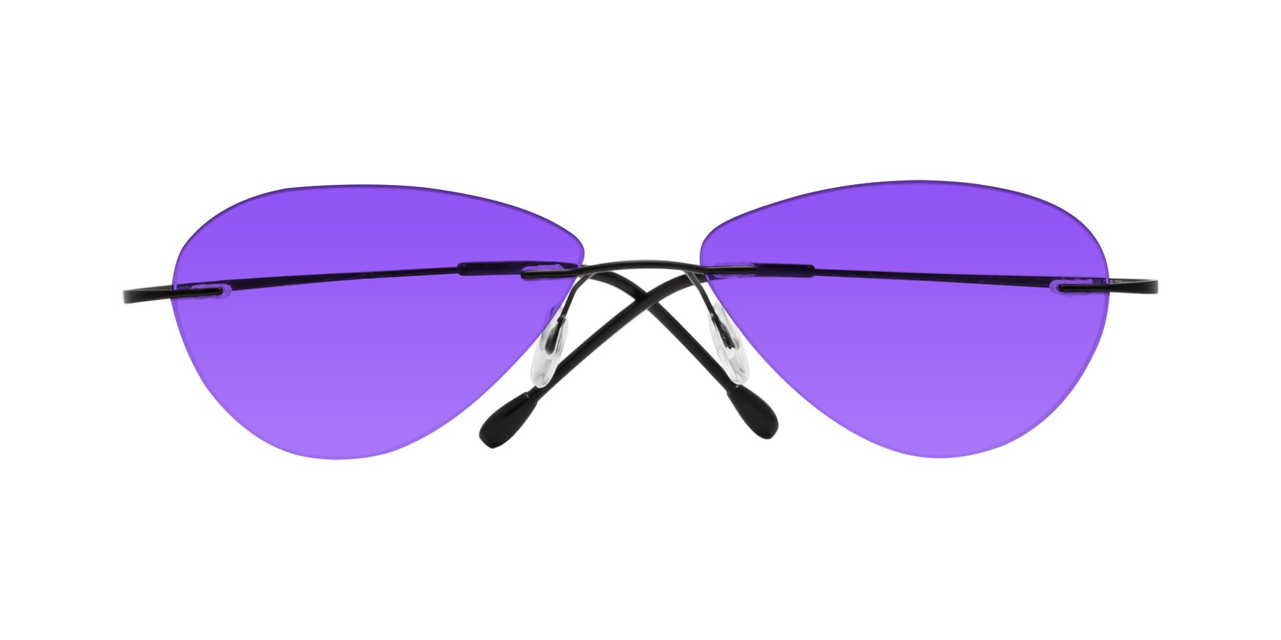 Folded Front of Thea in Black with Purple Tinted Lenses