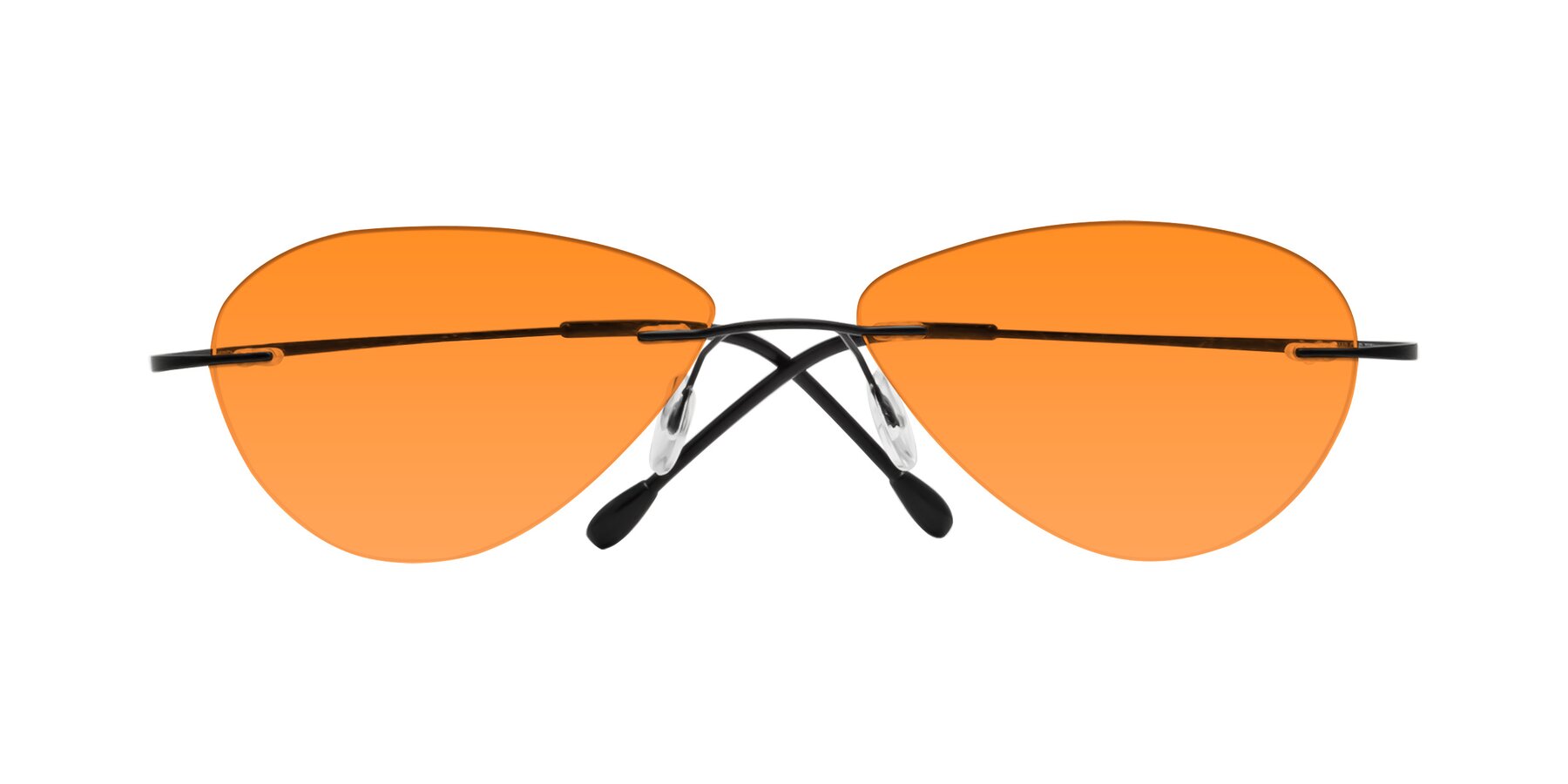 Folded Front of Thea in Black with Orange Tinted Lenses