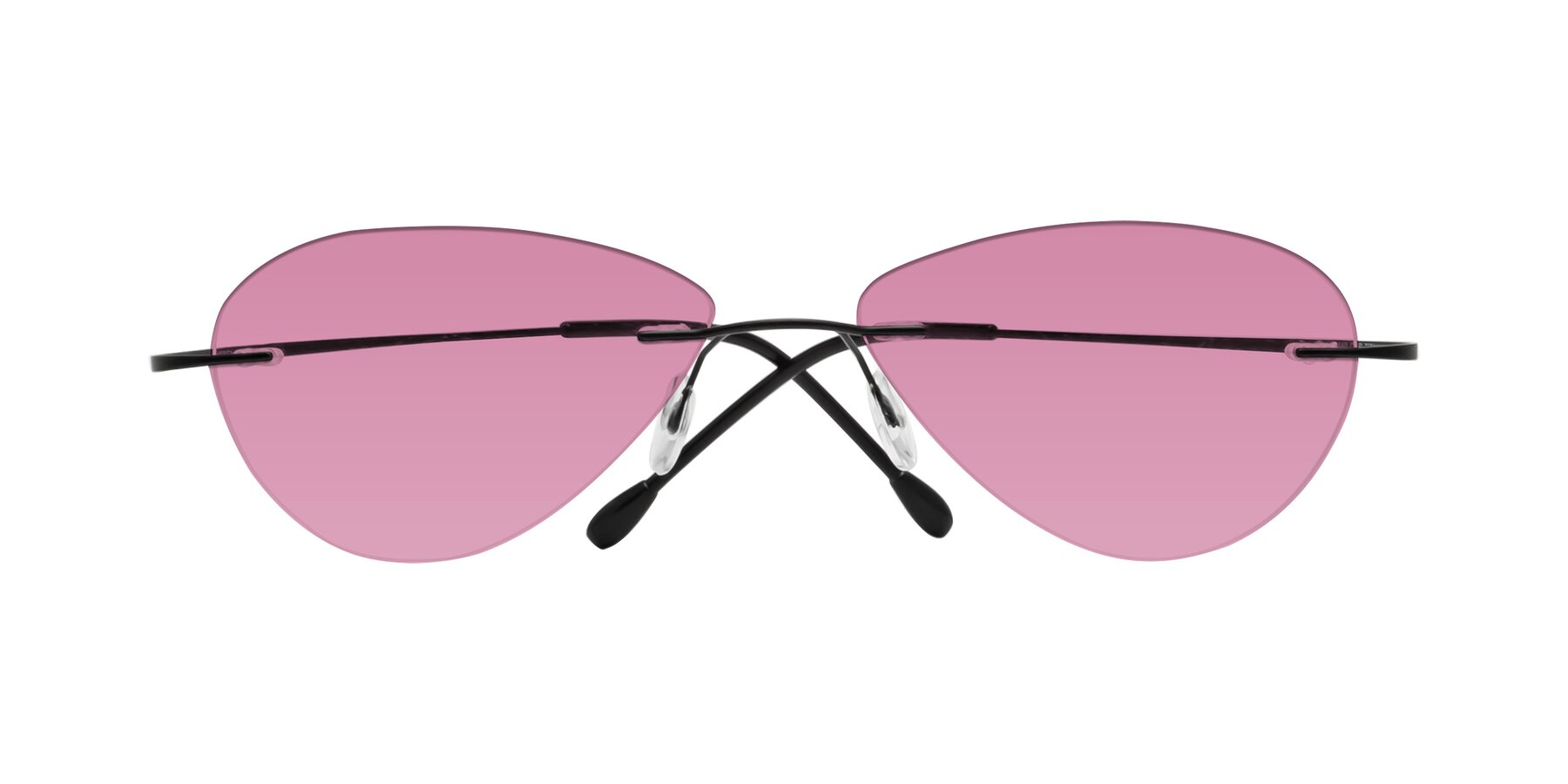 Folded Front of Thea in Black with Medium Wine Tinted Lenses